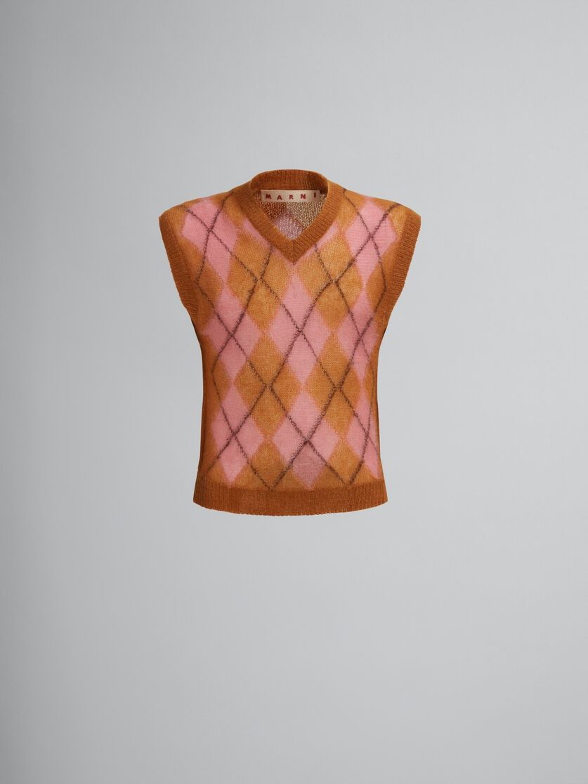 o1w1db11125 V-Neck Vest in Brown/Pink