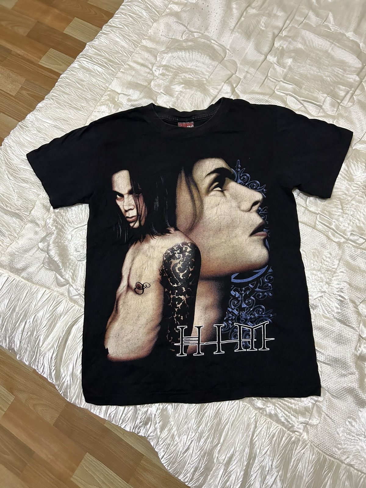 image of Band Tees x Rock T Shirt Vintage Bootleg Him Ghotic Rock Band in Black, Men's (Size Medium)