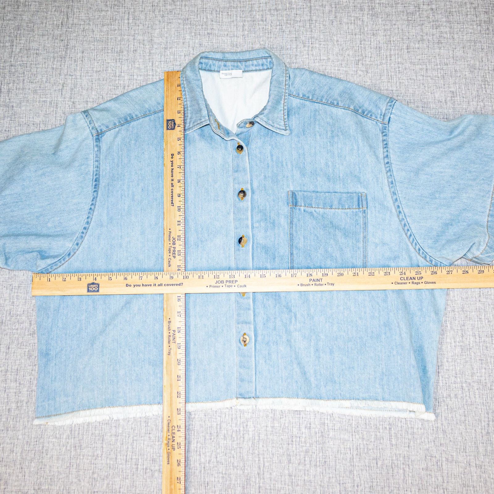 Rosetta Getty Rosetta Getty $730 Cropped Denim Shirt Mid Blue Wide Boxy Size ONE SIZE - 8 Thumbnail