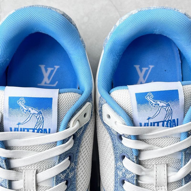 Louis Vuitton Louis Vuitton Trainer Blue and White Low-Top Sneakers -2508 Size US 8.5 / EU 41-42 - 9 Thumbnail