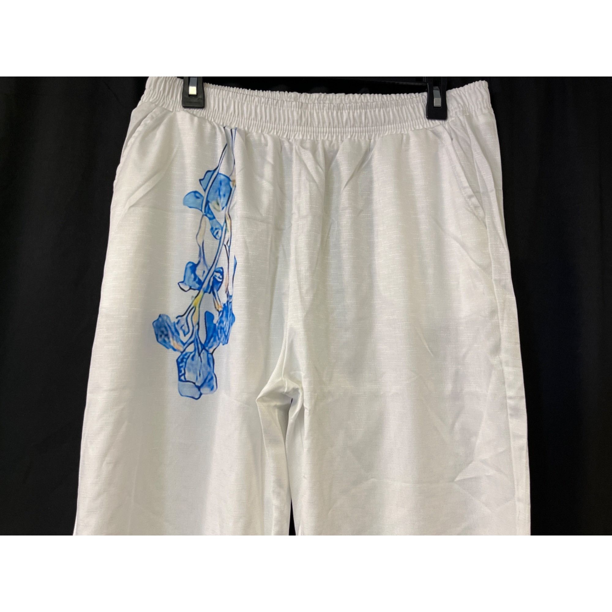 Other Unique Floral Women's White Pants/Trousers Sz XL SKU 4527 Size 34" / US 12 / IT 48 - 2 Thumbnail
