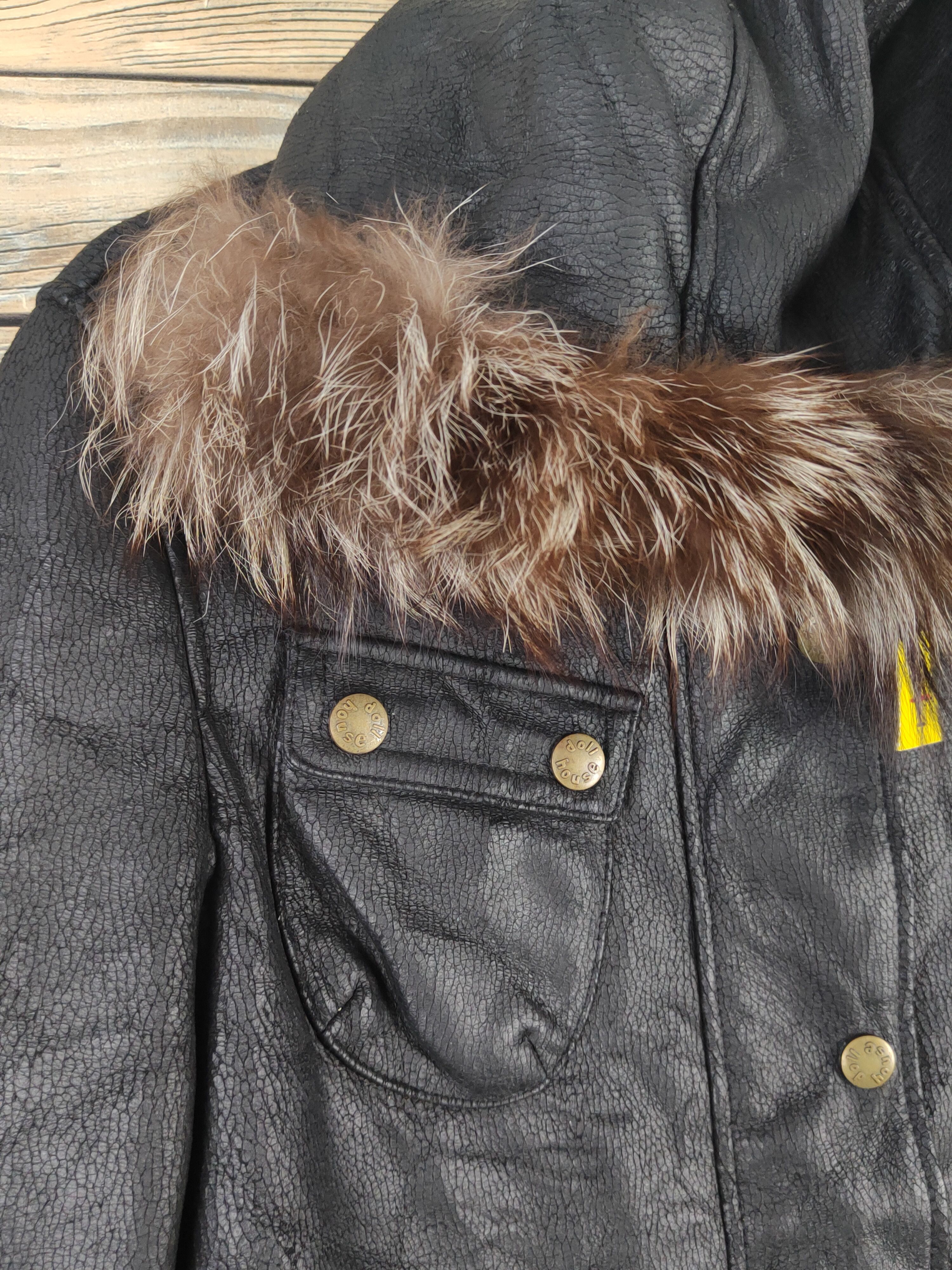 Japanese Brand Dollhouse Black Hoodie fur shaggy Leather Jackets #W1117 Size S / US 4 / IT 40 - 2 Thumbnail