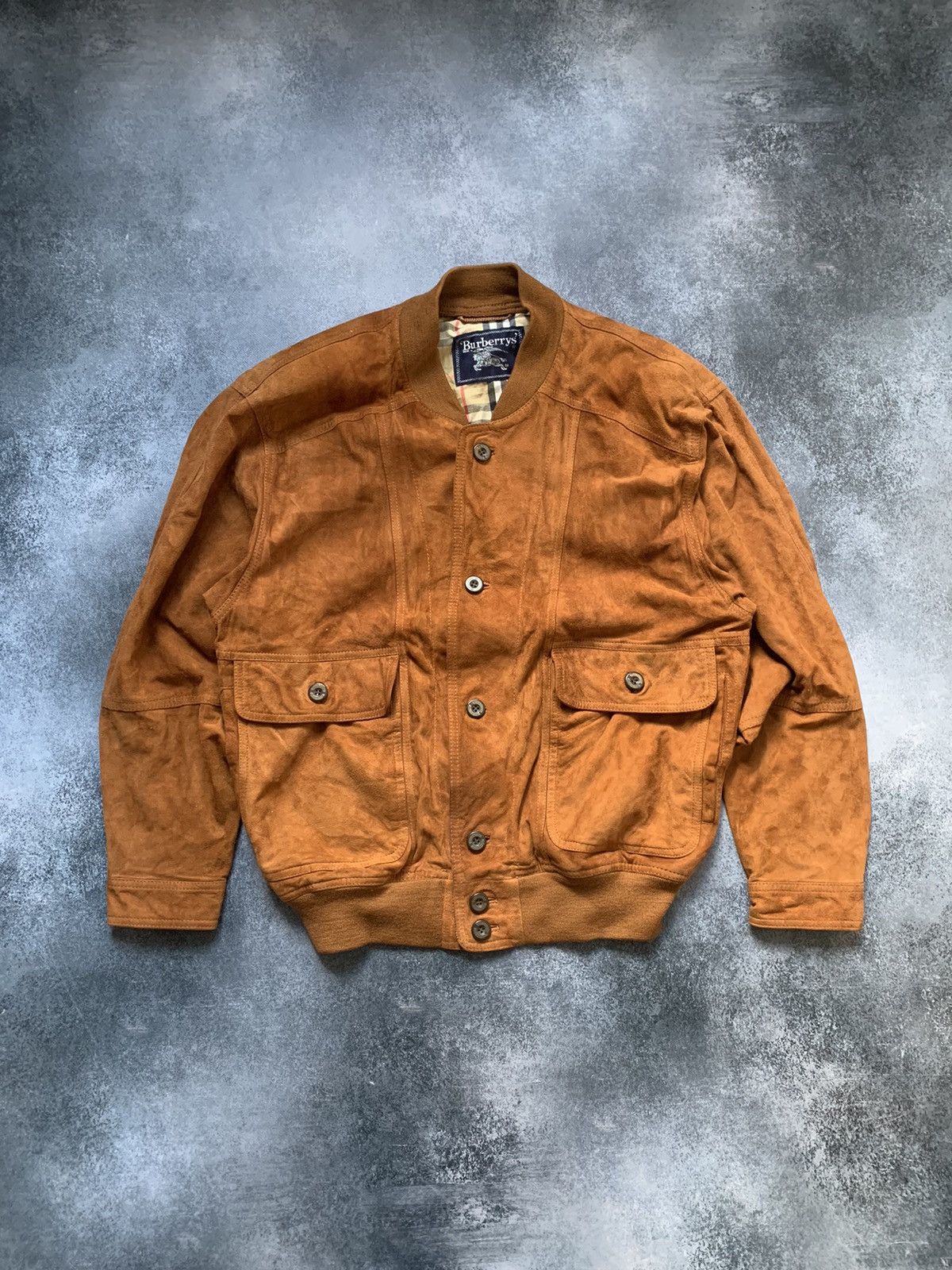 Burberry × Vintage Vintage burberrys suede leather check brown bomber jacket Size US L / EU 52-54 / 3 - 1 Thumbnail