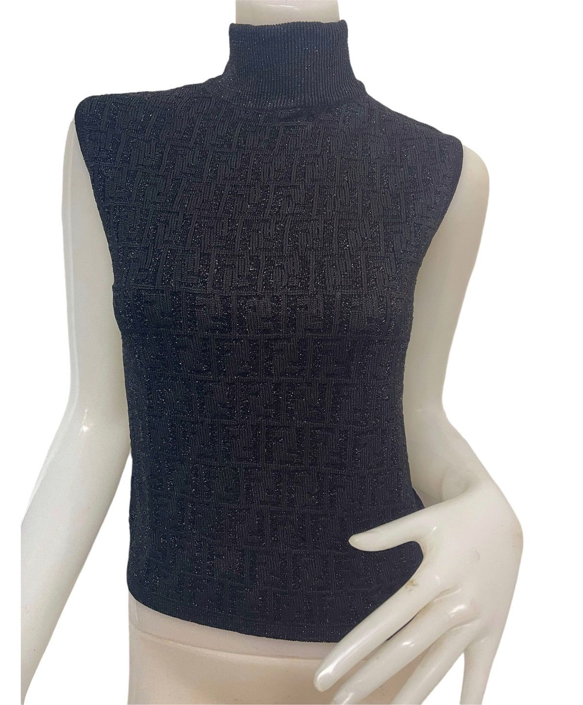 Fendi Vintage FENDI knitted monogram FF glitter tank top Size M / US 6-8 / IT 42-44 - 2 Thumbnail