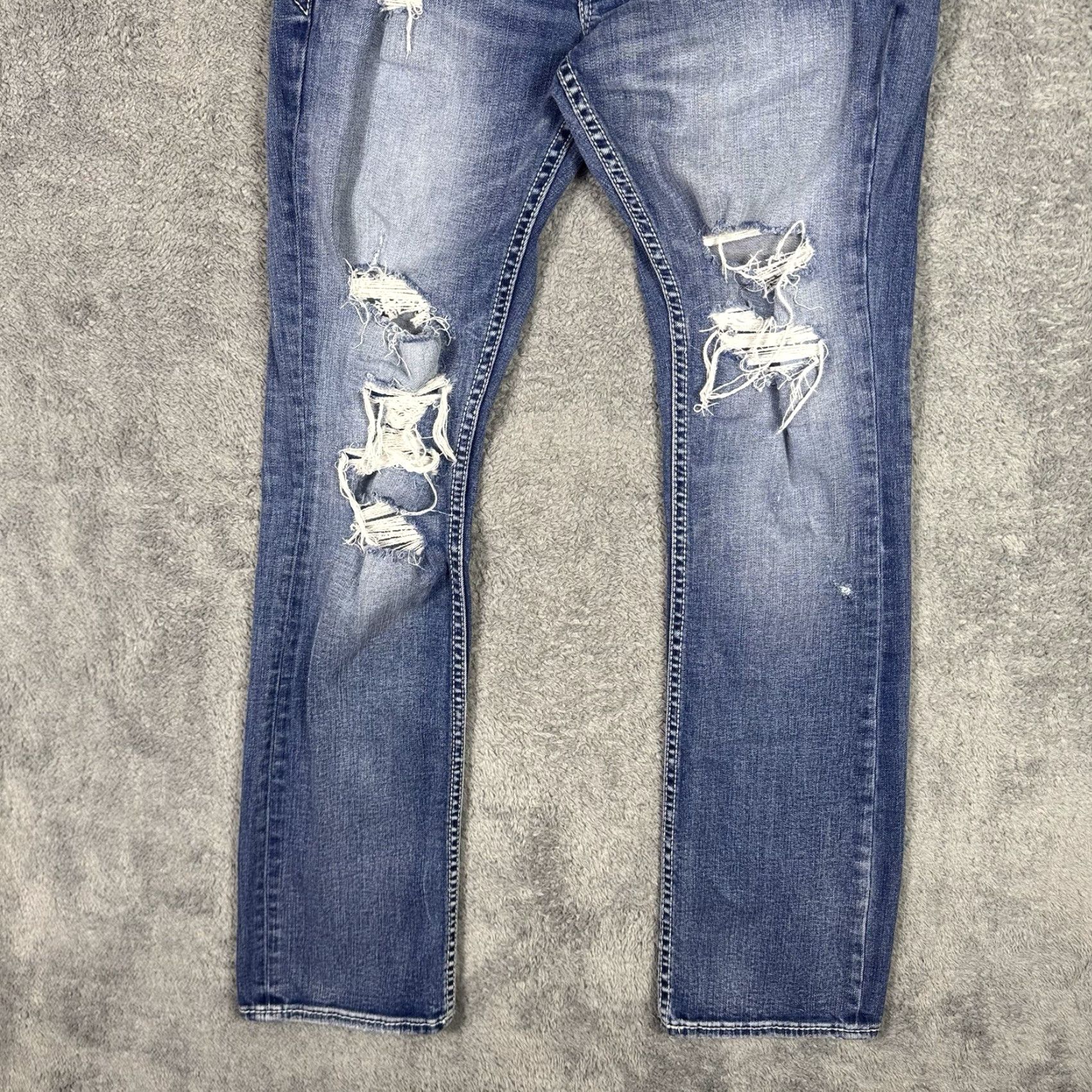 BKE BKE Jeans Mens 30x32 Straight Buckle Whisker Medium Distressed Denim Cowboy Shirt Size US 30 / EU 46 - 3 Thumbnail