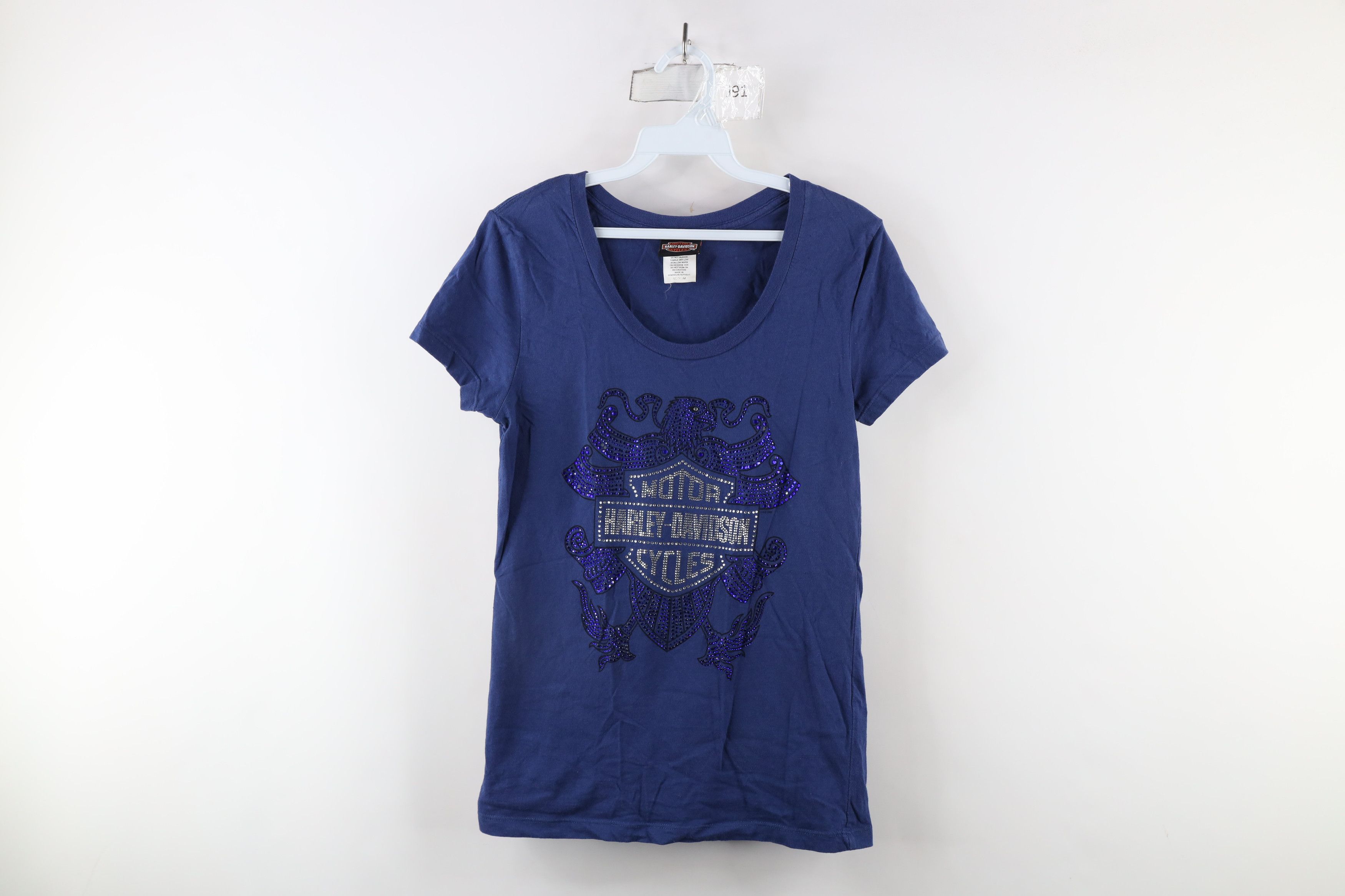 Harley Davidson × Vintage Vintage Y2K Harley Davidson Sequin Jeweled Eagle T-Shirt Size M / US 6-8 / IT 42-44 - 1 Thumbnail