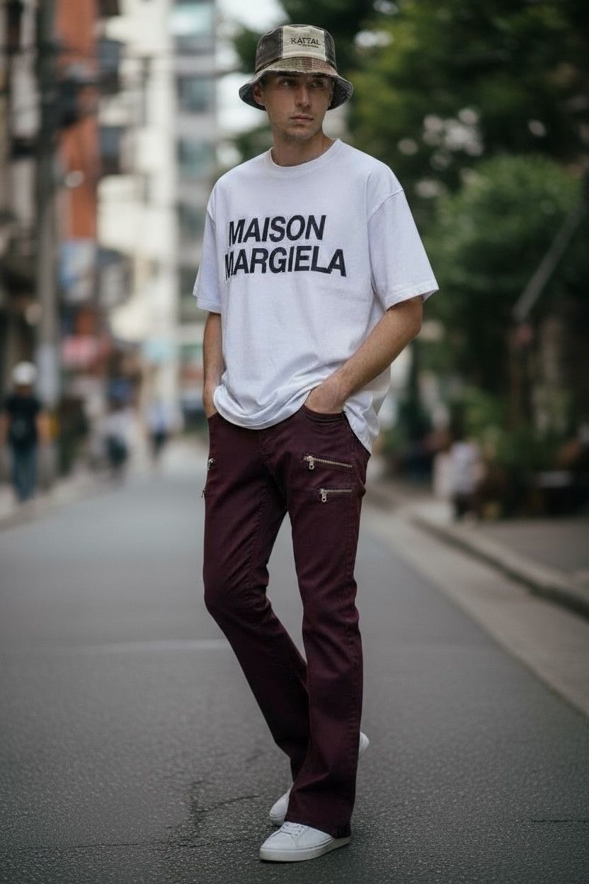 Japanese Brand BIKE+STAR Grunge Punk MultiZipper Stretch Skinny Flare Pants Size US 30 / EU 46 - 2 Thumbnail
