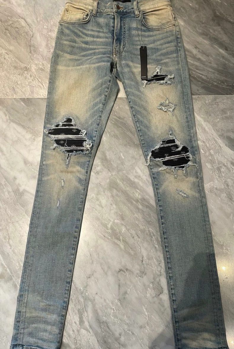 Amiri Amiri OG yellow mud paisley patchwork blue jeans Size US 30 / EU 46 - 1 Thumbnail