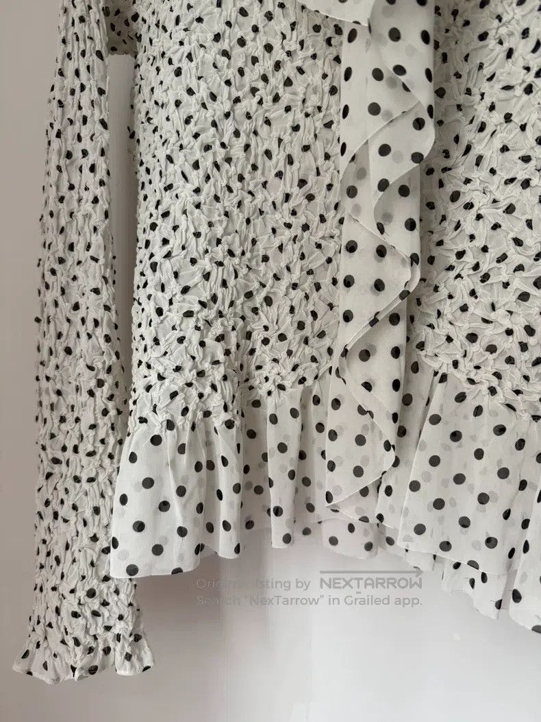 Issey Miyake Issey Miyake Black-White Polka Dot Ruched Ruffle Irregular Size M / US 6-8 / IT 42-44 - 6 Thumbnail