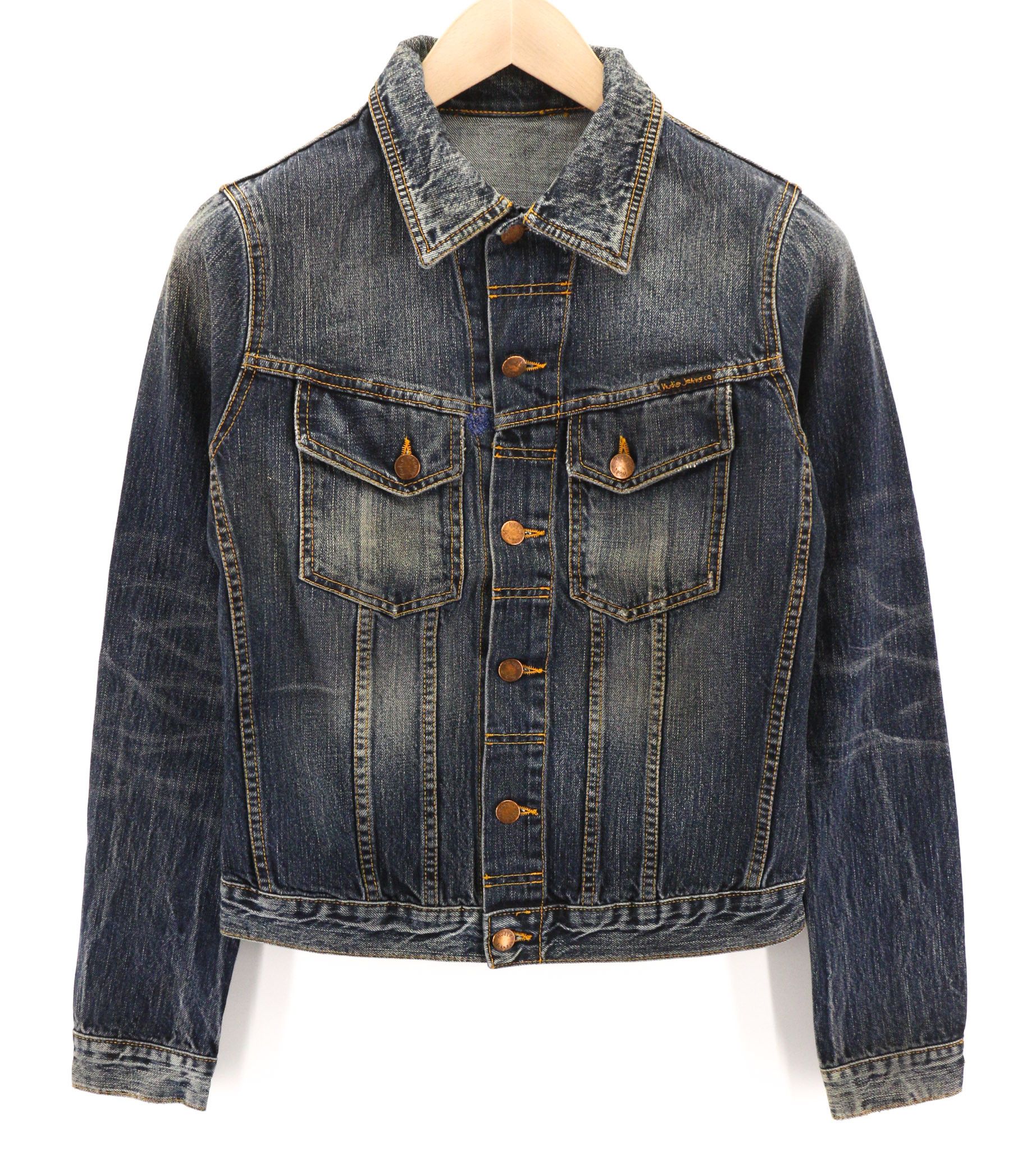 Nudie Jeans TERRY STREAKY DENIM XS Cotton Unlined Denim Jacket 80796 Size US XS / EU 42 / 0 - 1 Thumbnail