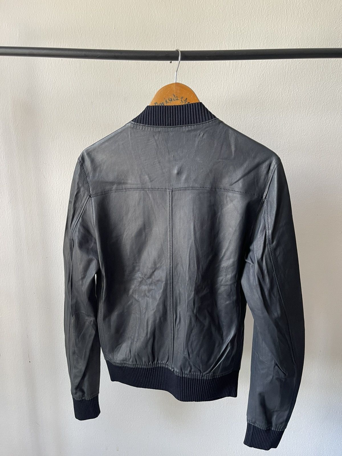 Dolce & Gabbana Dolce & Gabbana Navy Leather Bomber Jacket Size US S / EU 44-46 / 1 - 5 Thumbnail