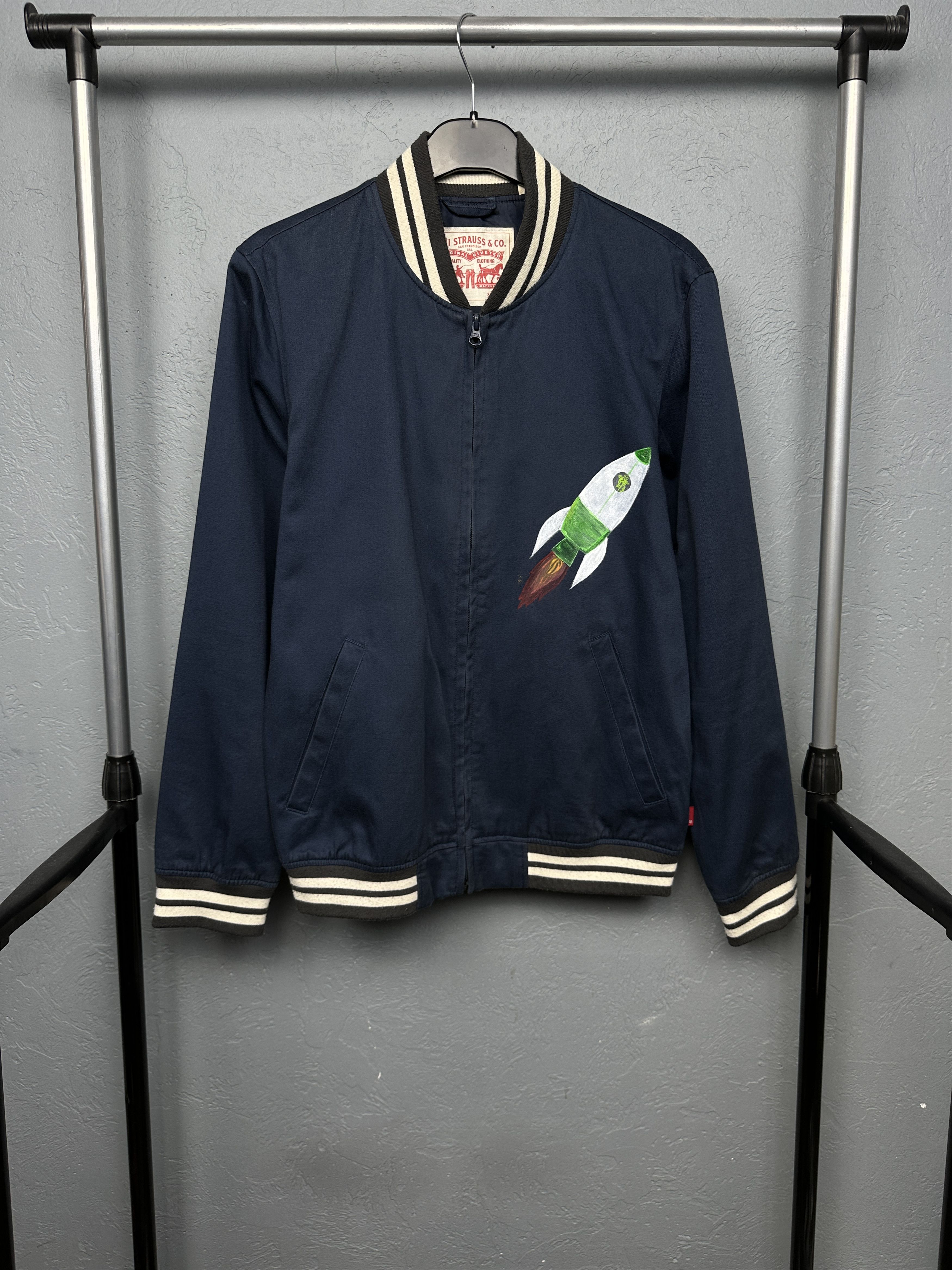 Levi's Levi's Mens Custom Drawing of Space Bomber Jacket Size US S / EU 44-46 / 1 - 3 Thumbnail