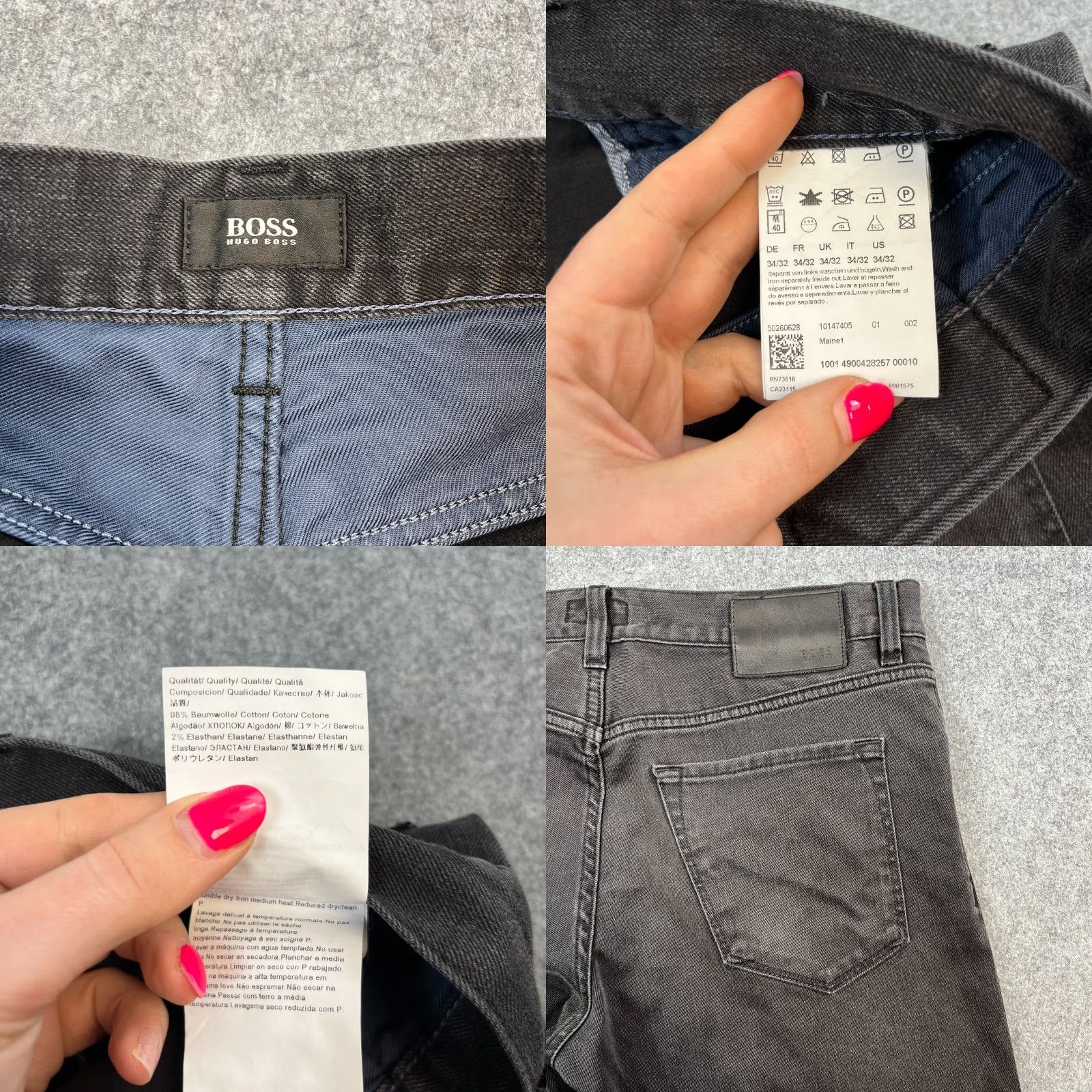 Hugo Boss HUGO BOSS Jeans Maine 1 Regular 34 Dark Wash Black Faded Stretch Denim 5-Pocket Men Mens Tapered Waist 34 Inside Leg 32 Vintage No Size US 34 / EU 50 - 8 Thumbnail