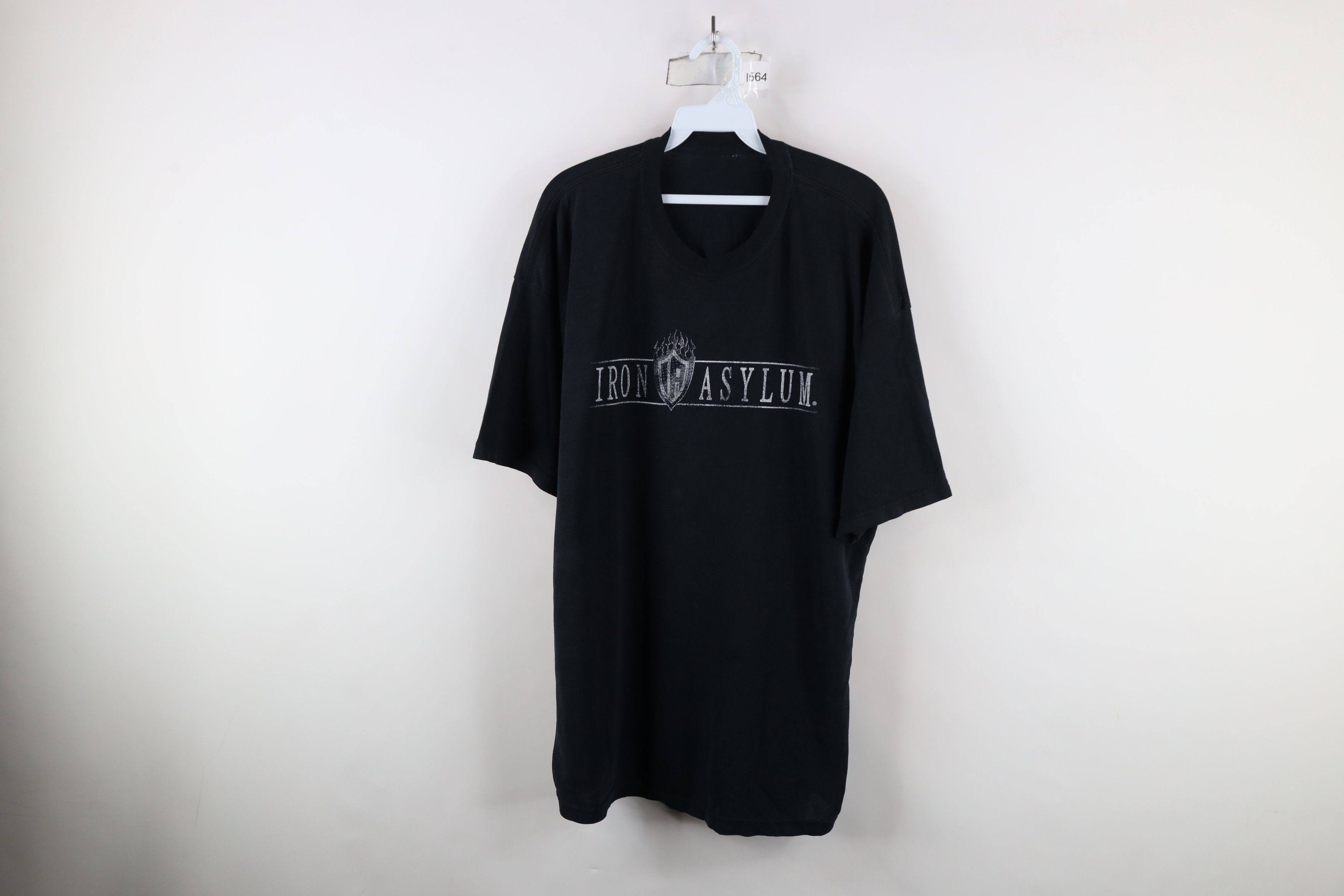 Vintage Vintage Streetwear Flames Iron Asylum Weightlifting T-Shirt Size US XXL / EU 58 / 5 - 1 Thumbnail