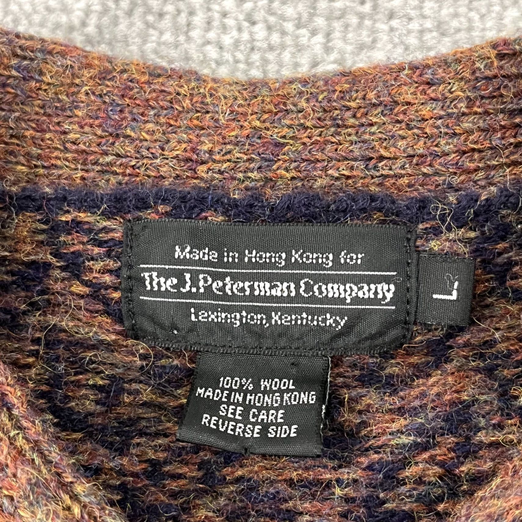 J. PETERMAN Sweater Womens Large 100% Wool Blue Cardigan Jacket Casual Vintage