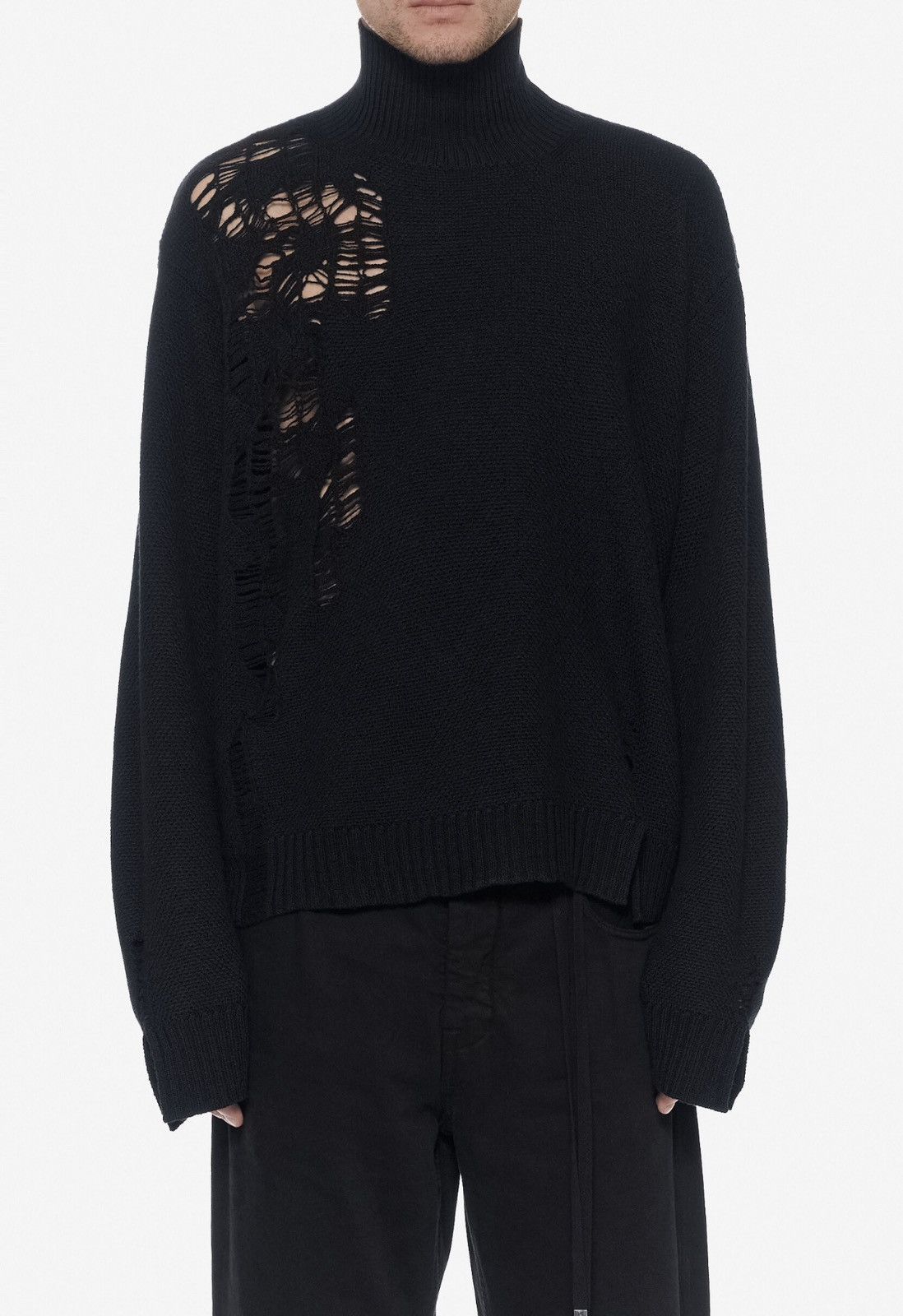 Ann Demeulemeester Amn Demeulemeester Gabriela Destroyed Wool Sweater Size US L / EU 52-54 / 3 - 1 Thumbnail