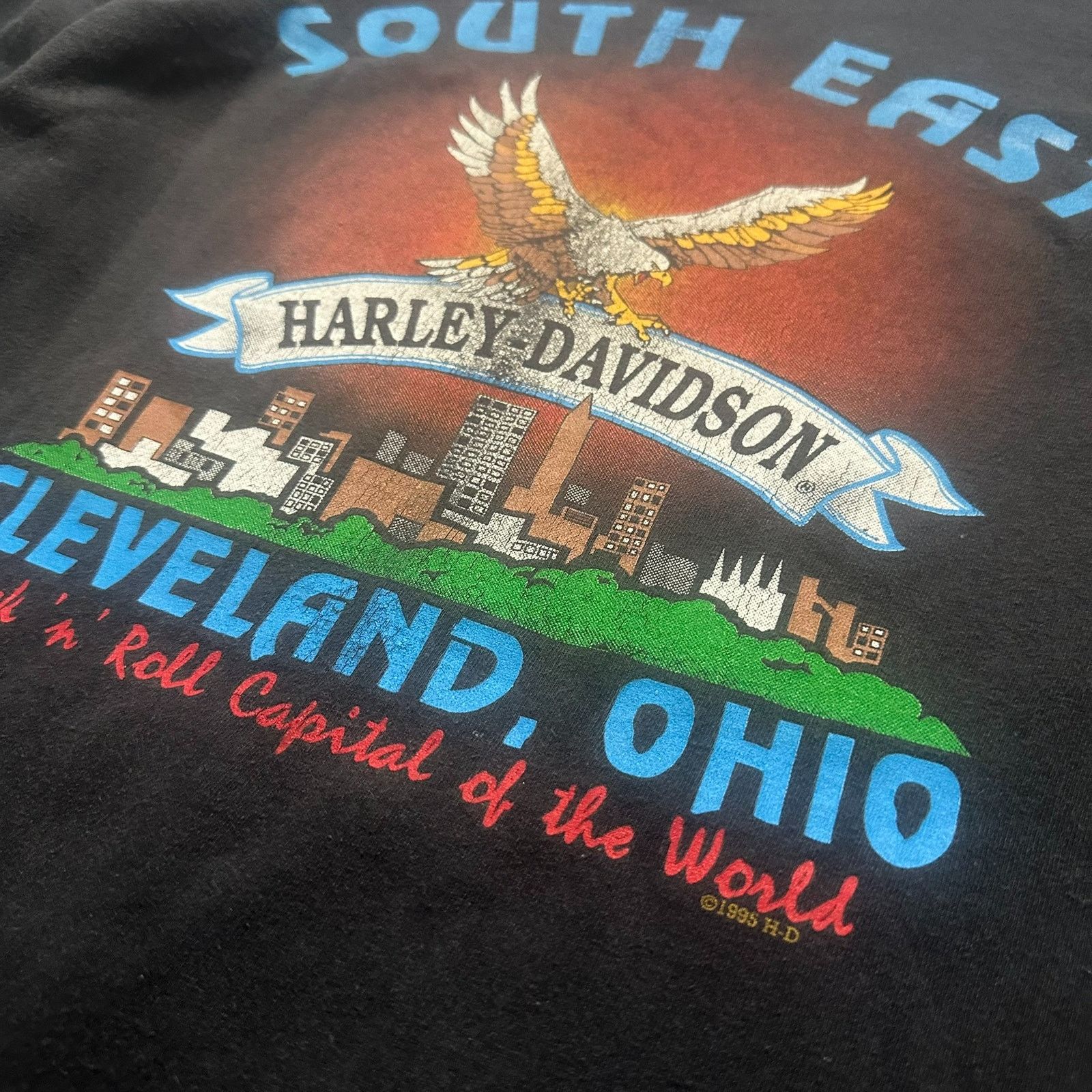 Harley Davidson Vintage 1995/6 HarleyDavidson T-Shirt Wolf XL Cleveland Ohio Size US XL / EU 56 / 4 - 6 Thumbnail