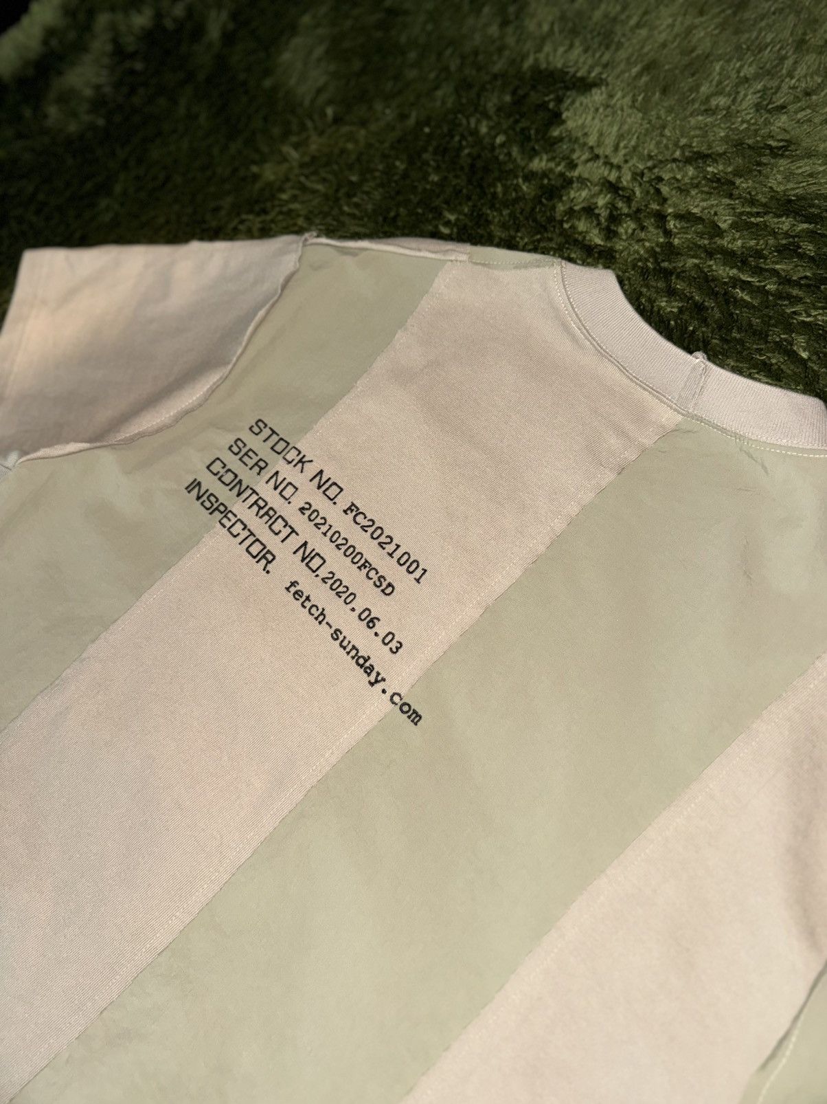 Japanese Brand [XL] Fetch Sunday Panel Embroidered Logo T-Shirt Beige Size US XL / EU 56 / 4 - 9 Thumbnail
