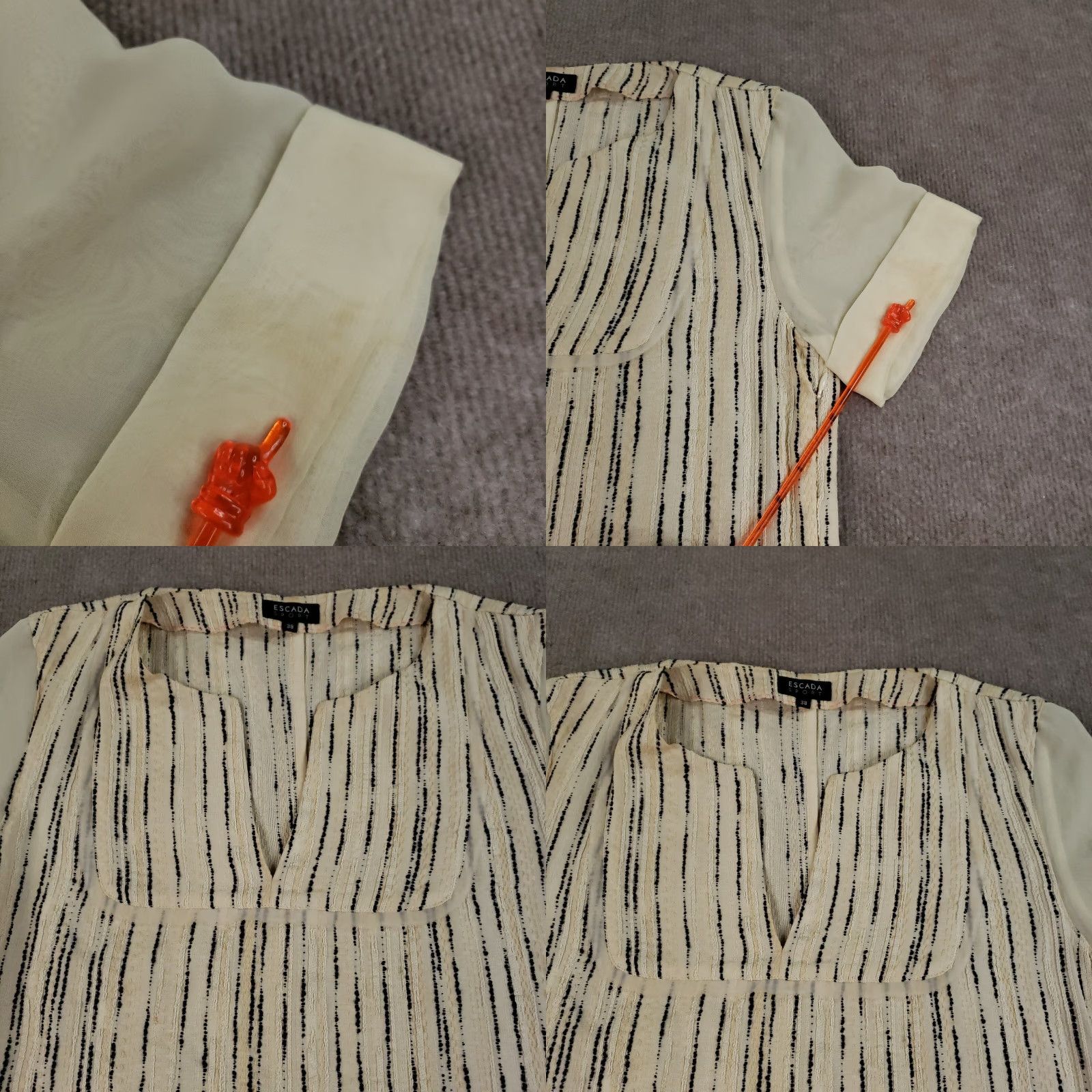 Escada Escada Sport Dress Womens Size 38 Beige Short Sleeve V-Neck Shift Pockets Size 26" / US 2 / IT 38 - 9 Thumbnail
