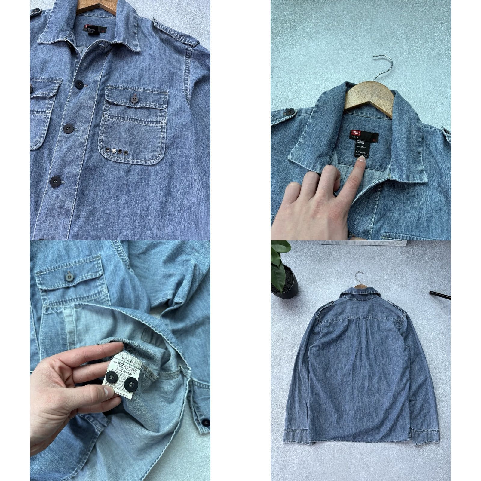 Diesel VINTAGE Diesel Button Up Denim Shirt Pocket Workwear Blue Men’s L Shirt Size US L / EU 52-54 / 3 - 8 Thumbnail