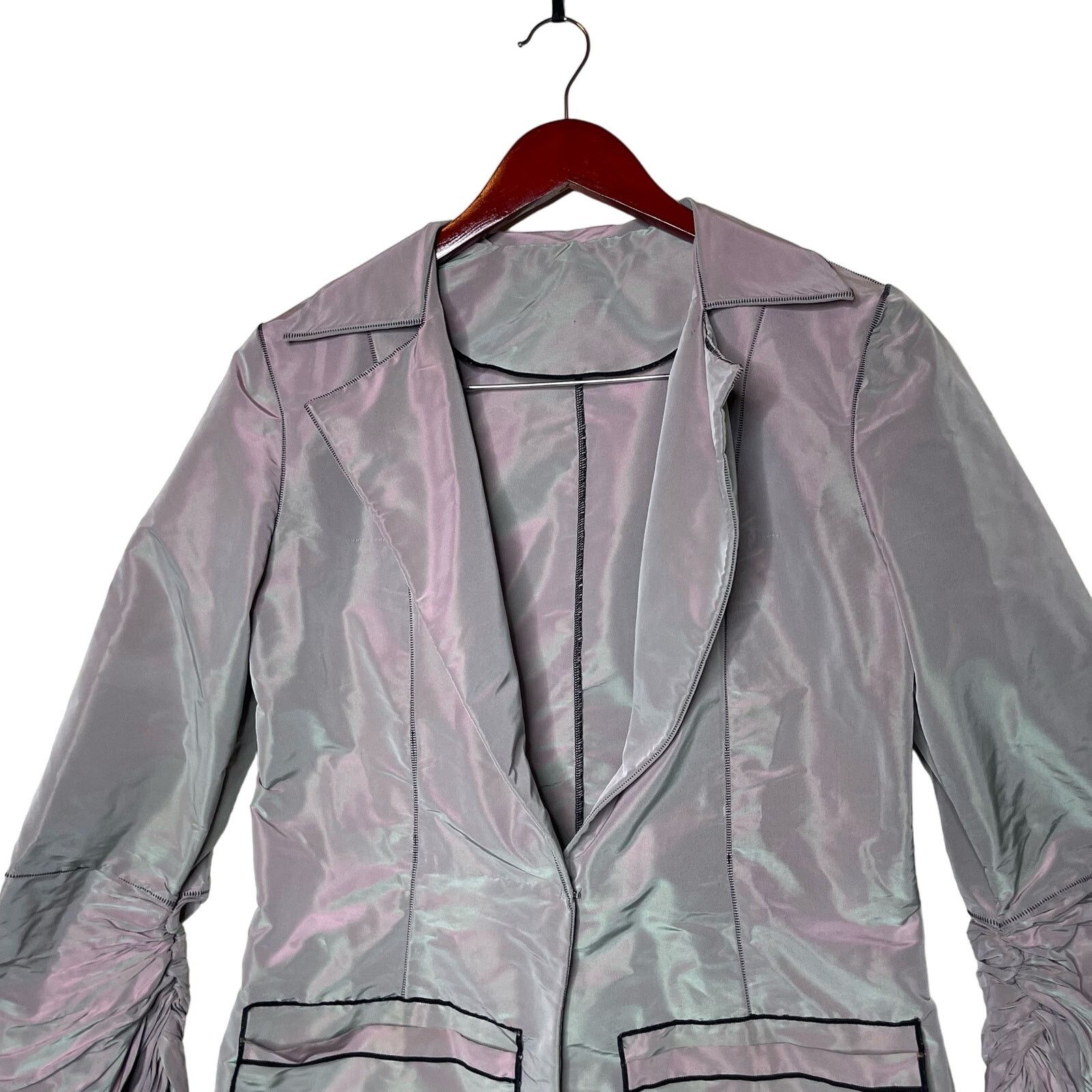 Other Szymkowicz Metallic Single Layer V Neck Blazer Gray Womens M Size M / US 6-8 / IT 42-44 - 3 Thumbnail