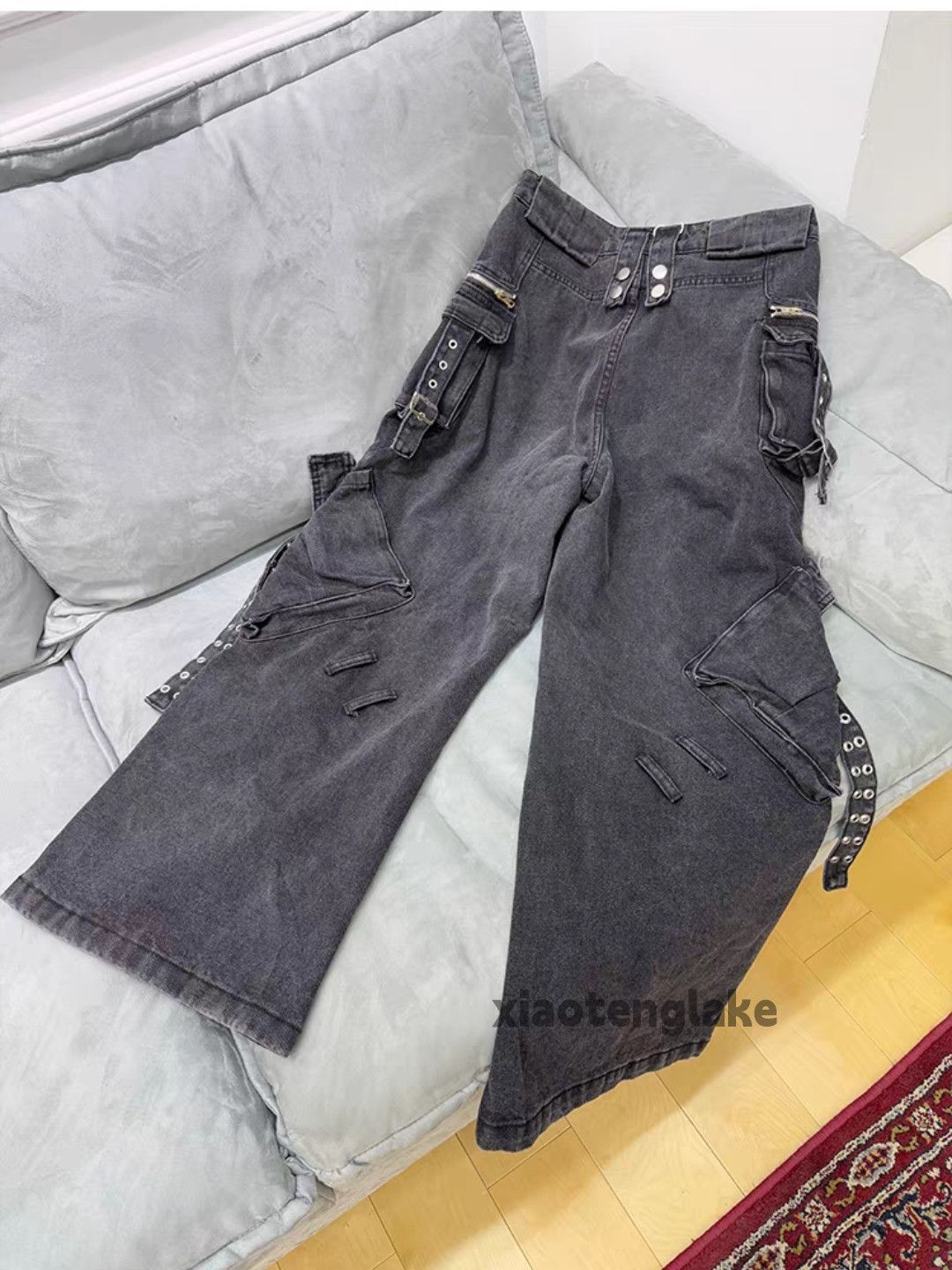 Jean Washed faded Zipper utility punk yuppie grunge jeans Size US 32 / EU 48 - 6 Thumbnail