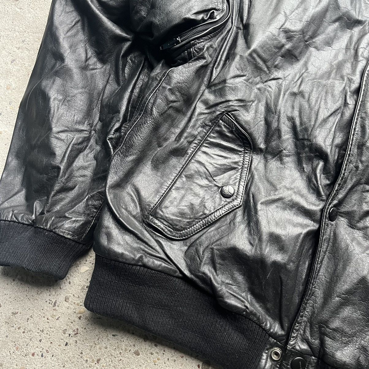 Y2K opium leather fur zip flight jacket