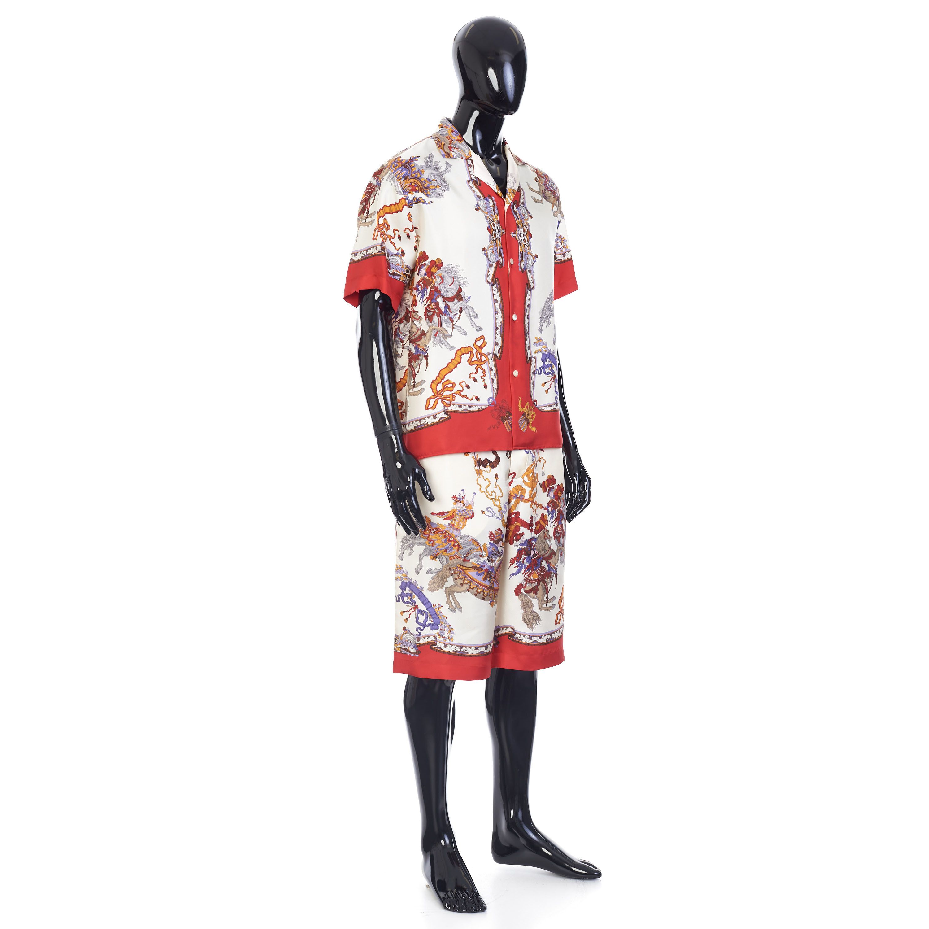 Gucci Bowling Shirt In Ivory And Red Printed Silk Size US M / EU 48-50 / 2 - 8 Thumbnail