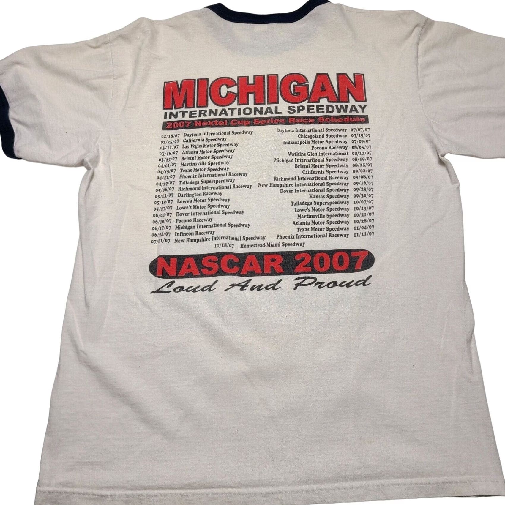 Nike NASCAR 3M 400 Michigan International Speedway 2007 T-Shirt Men’s Large Racing Crew Neck Short Sleeve White Nike Mens L 2000s 90s Beach Century? Size US L / EU 52-54 / 3 - 3 Thumbnail