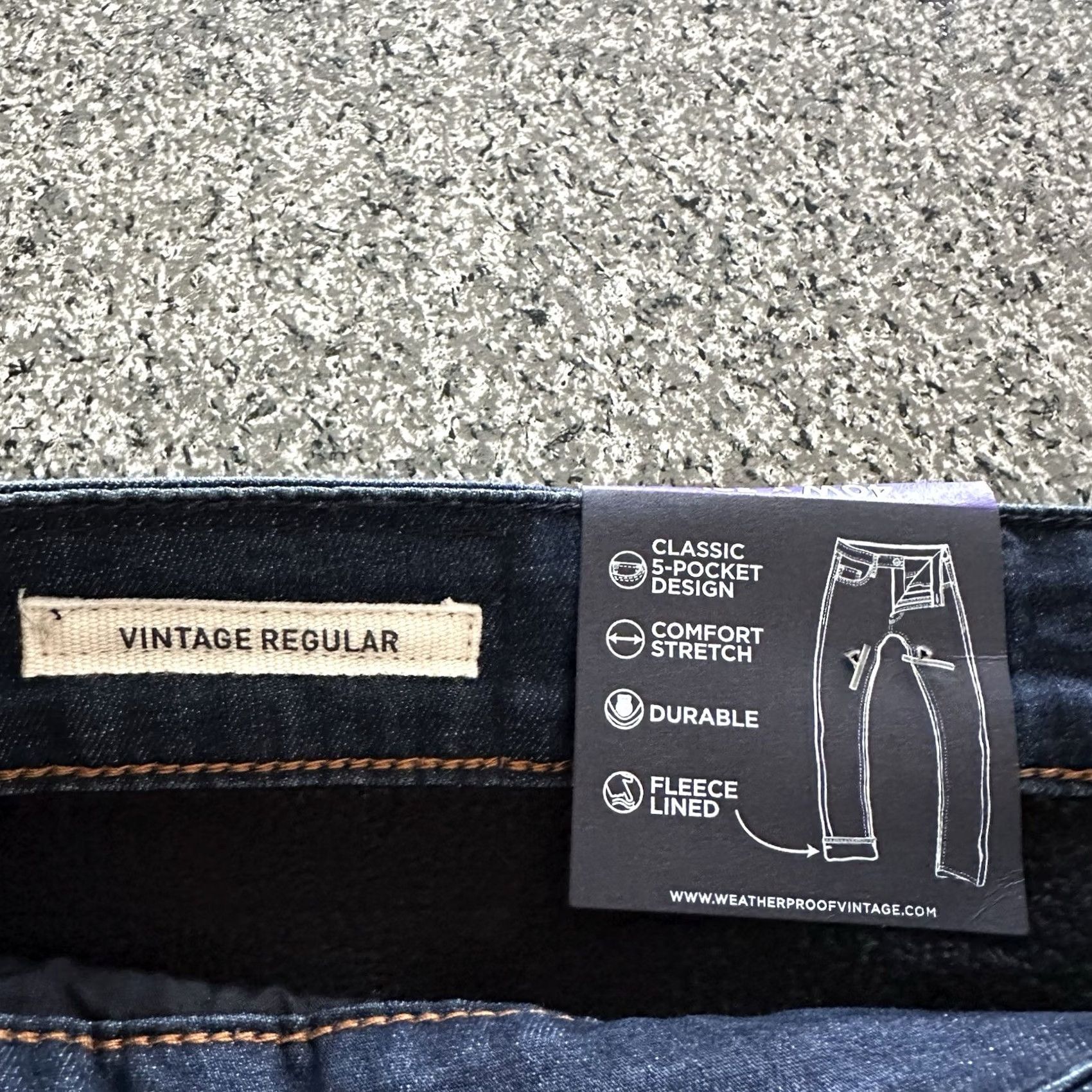 Weatherproof Weatherproof Weatherproof Vintage Jeans The Dakota Mens 40x32 Regular Fleece Lined Cotton Polyester Elastane Blue 40 Regular Mens Jeans Size US 40 / EU 56 - 5 Thumbnail