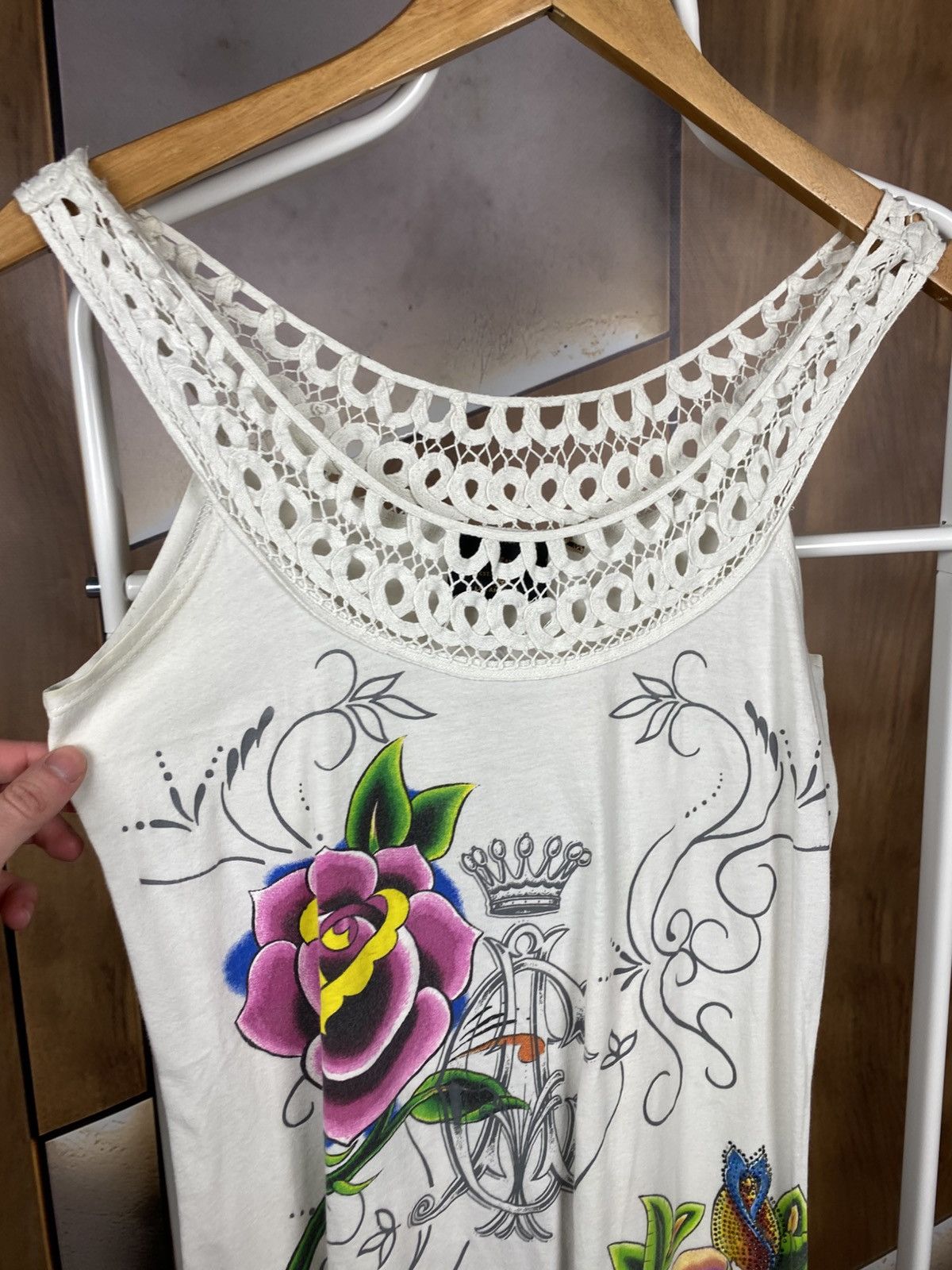 Christian Audigier 💋Vintage 90s Middle Dress Christian Audigier Overprint💋 Size L / US 10 / IT 46 - 3 Thumbnail