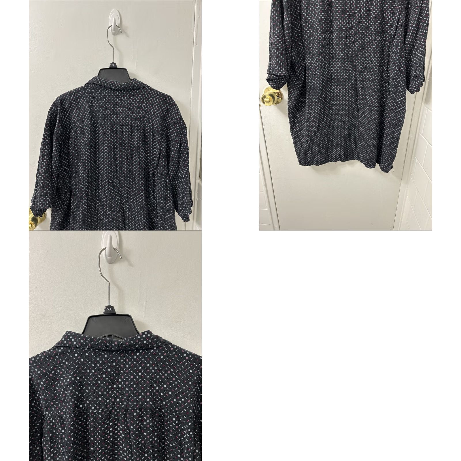 Vintage VINTAGE Silk Circa 1969 Shirt Mens L Black Polka Dot 100% Silk Button Down S/S Size US L / EU 52-54 / 3 - 8 Thumbnail