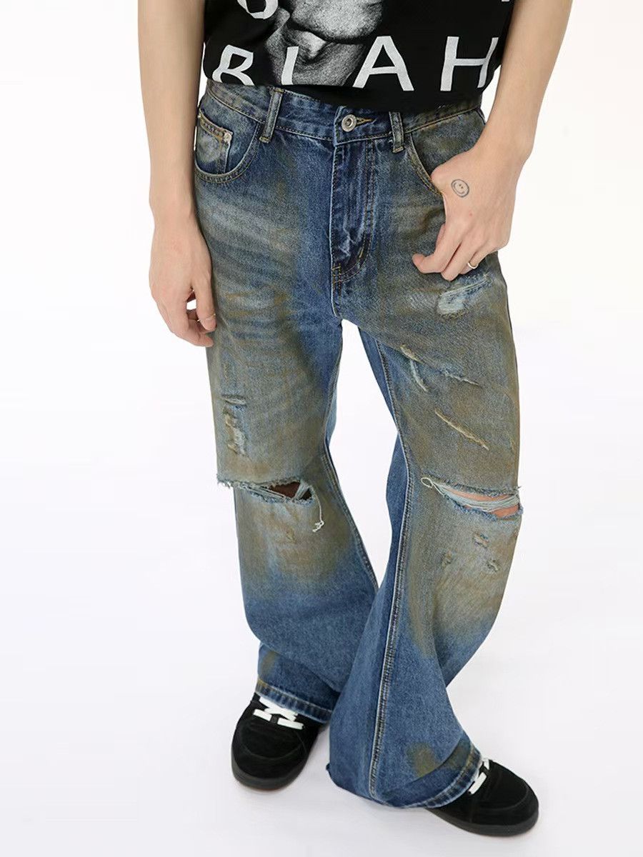 Japanese Brand × Jean Vintage micro flare ripped and distressed jeans Size US 32 / EU 48 - 4 Thumbnail