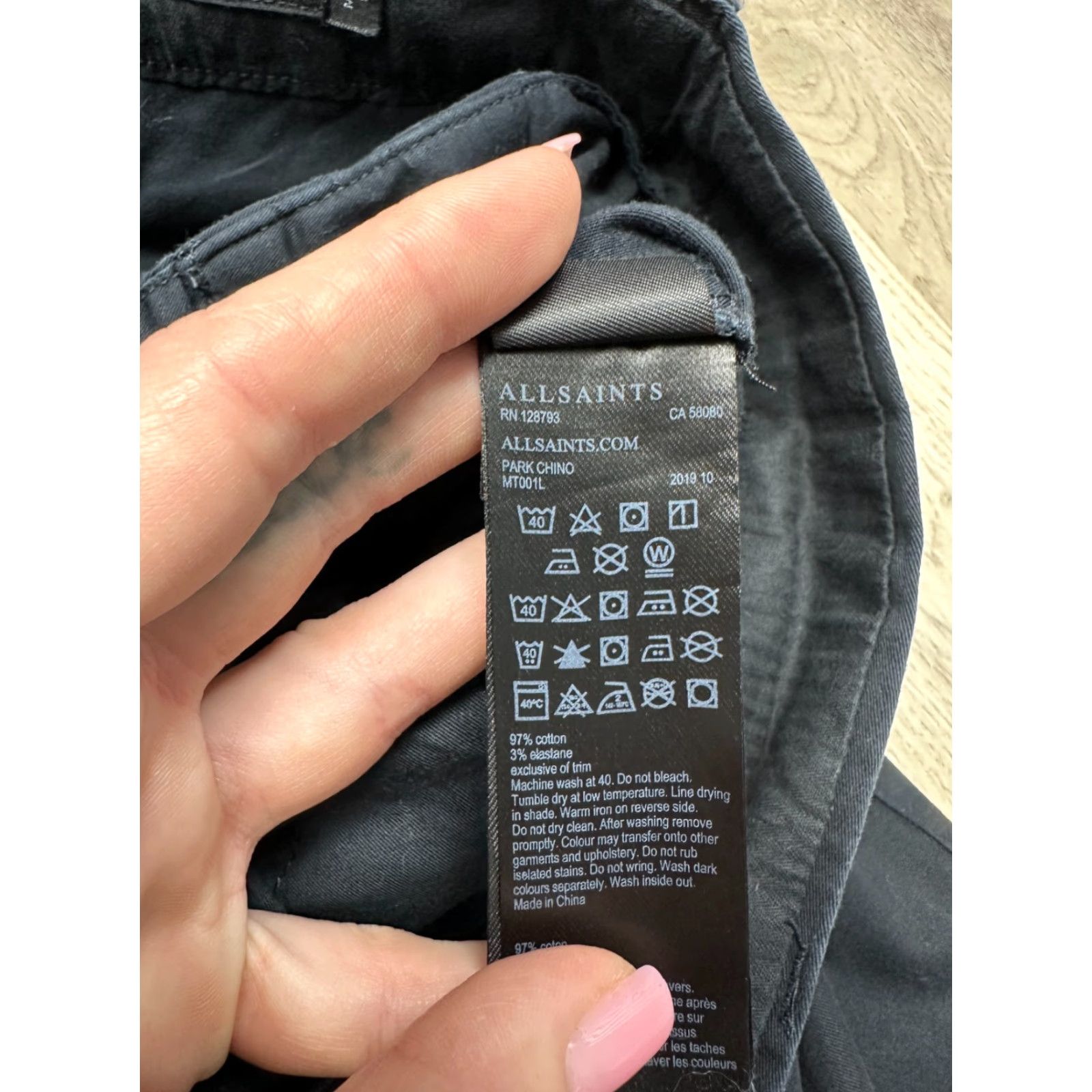 Allsaints AllSaints Mens Park Chino Pants 31 Black Cotton Slim Regular Inseam 32 Pants Mens XS? Size US 31 - 4 Thumbnail
