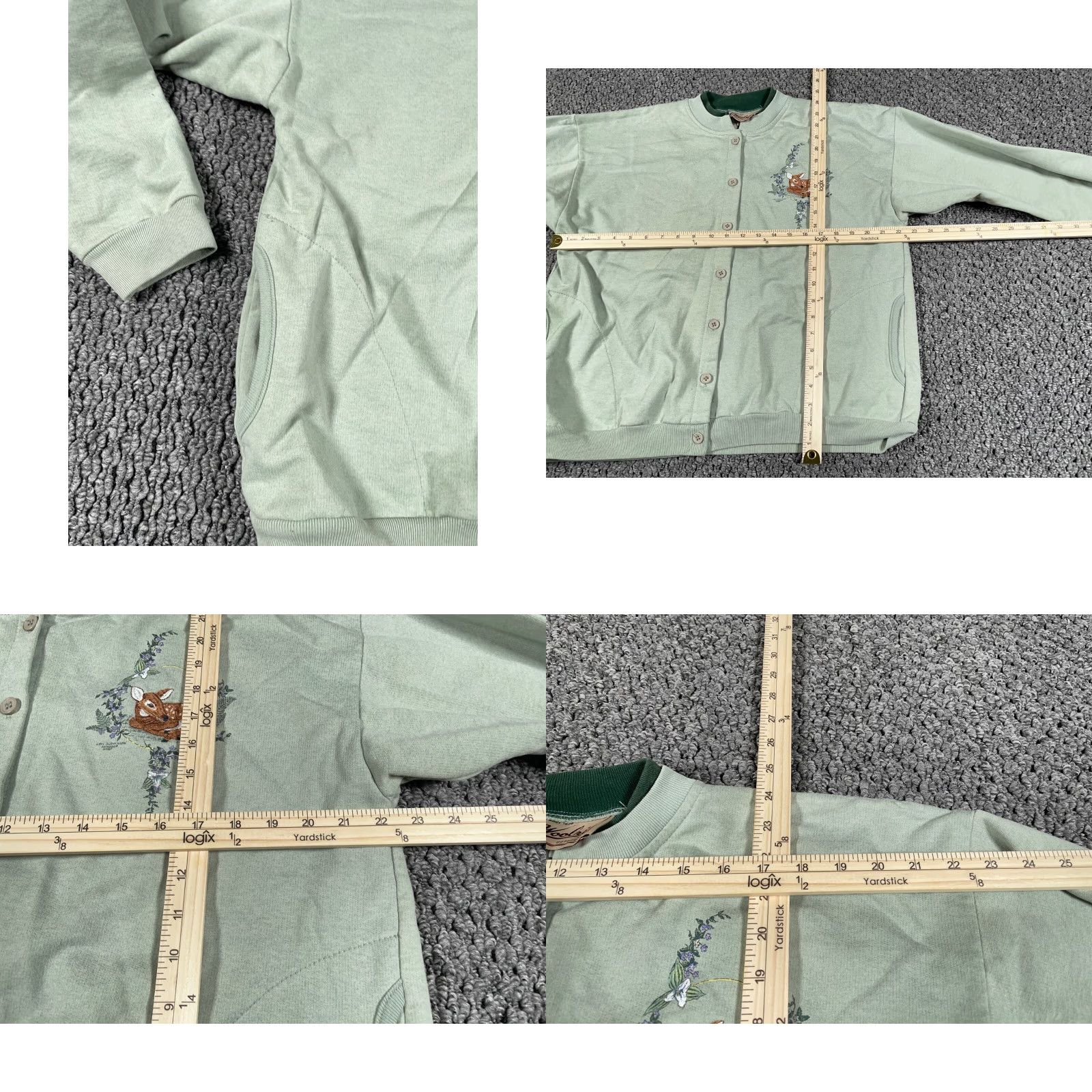 Vintage VINTAGE Woolrich Sweatshirt Cardigan Deer Embroidered Green 90s Graphic Print Women Large Cotton Crew Neck Long Sleeve Size L / US 10 / IT 46 - 8 Thumbnail