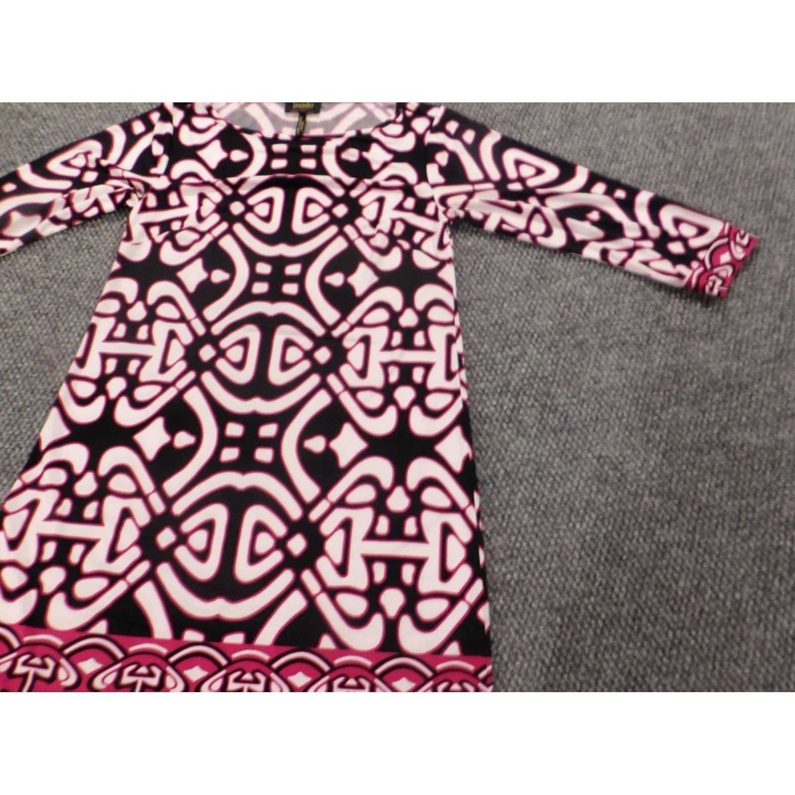 Vintage Laundry by Design Purple A-Line Dress - Long Sleeve, Crew Neck, Knee Length, Geometric Knit, Lined, Puff Sleeve, Zip, Casual, Women, Size 2 Size XS / US 0-2 / IT 36-38 - 3 Thumbnail