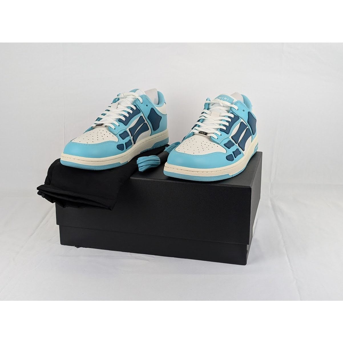 Amiri o1rshd1 Q:2 / Skel Top Low Sneakers in Slate Blue Size US 12 / EU 45 - 13 Thumbnail