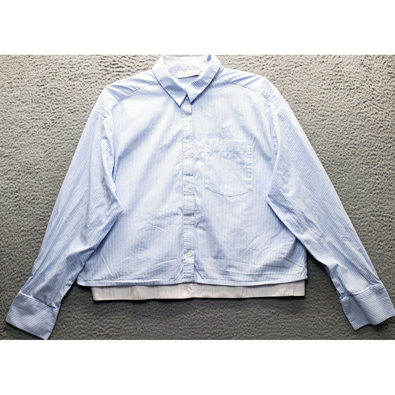Vintage Lola + Sophie Womens XL Multi Striped Elastic Hem Button Up - Retail Sale Size XL / US 12-14 / IT 48-50 - 2 Thumbnail