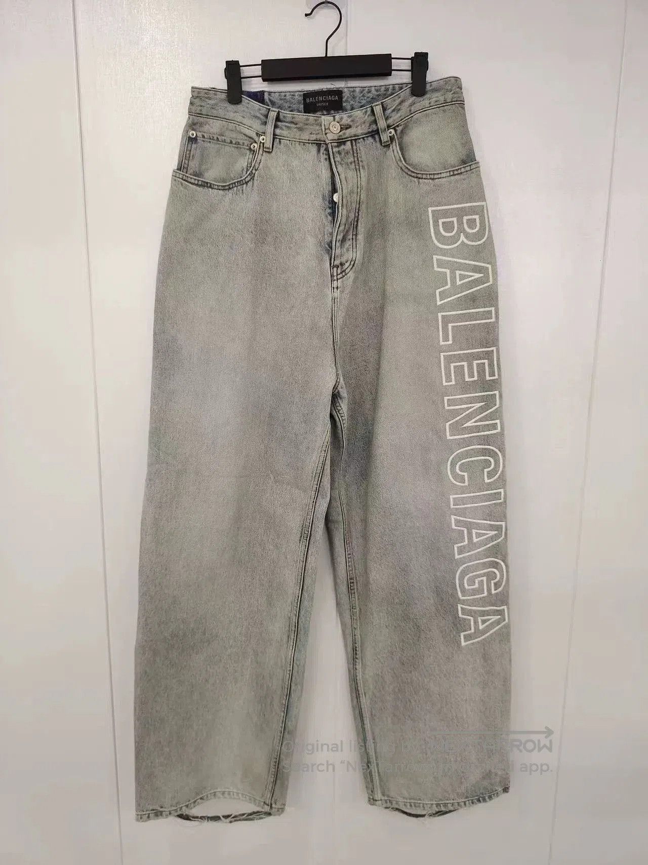 Balenciaga Logo Embroidered Distressed Jeans.