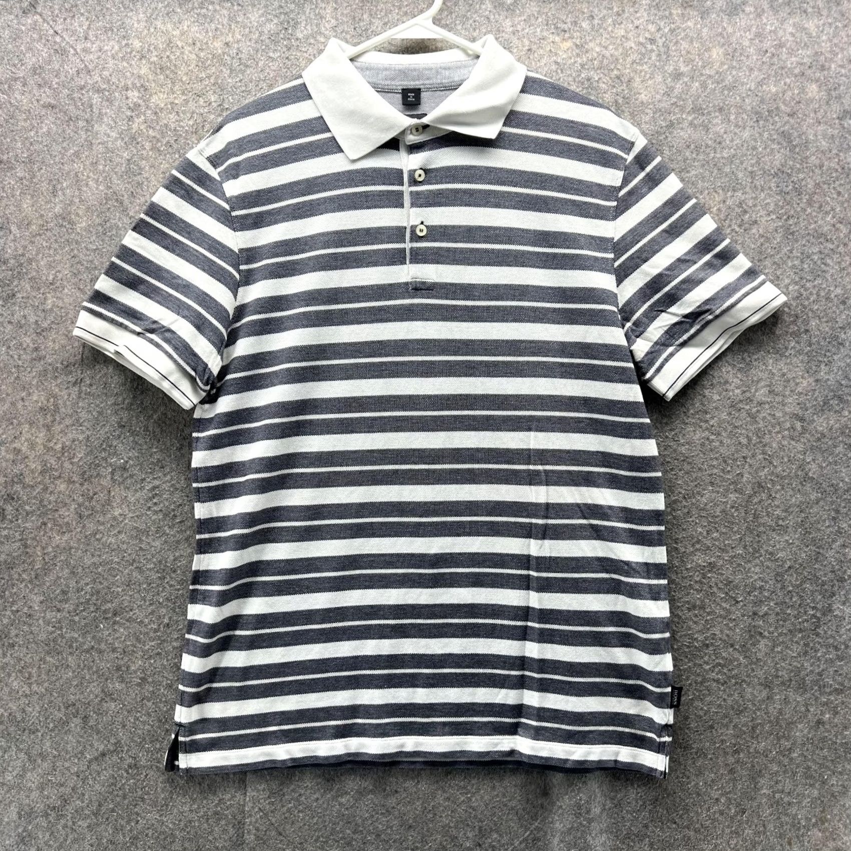 Hugo Boss VINTAGE Hugo Boss Polo Shirt Men Large Adult White Gray Striped Preppy Cotton vtg Size US L / EU 52-54 / 3 - 2 Thumbnail