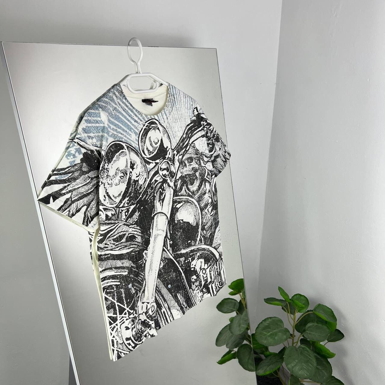 Vintage Y2k Tee Over Print Skull Bike Vintage Rare T-shirt Size US M / EU 48-50 / 2 - 1 Thumbnail