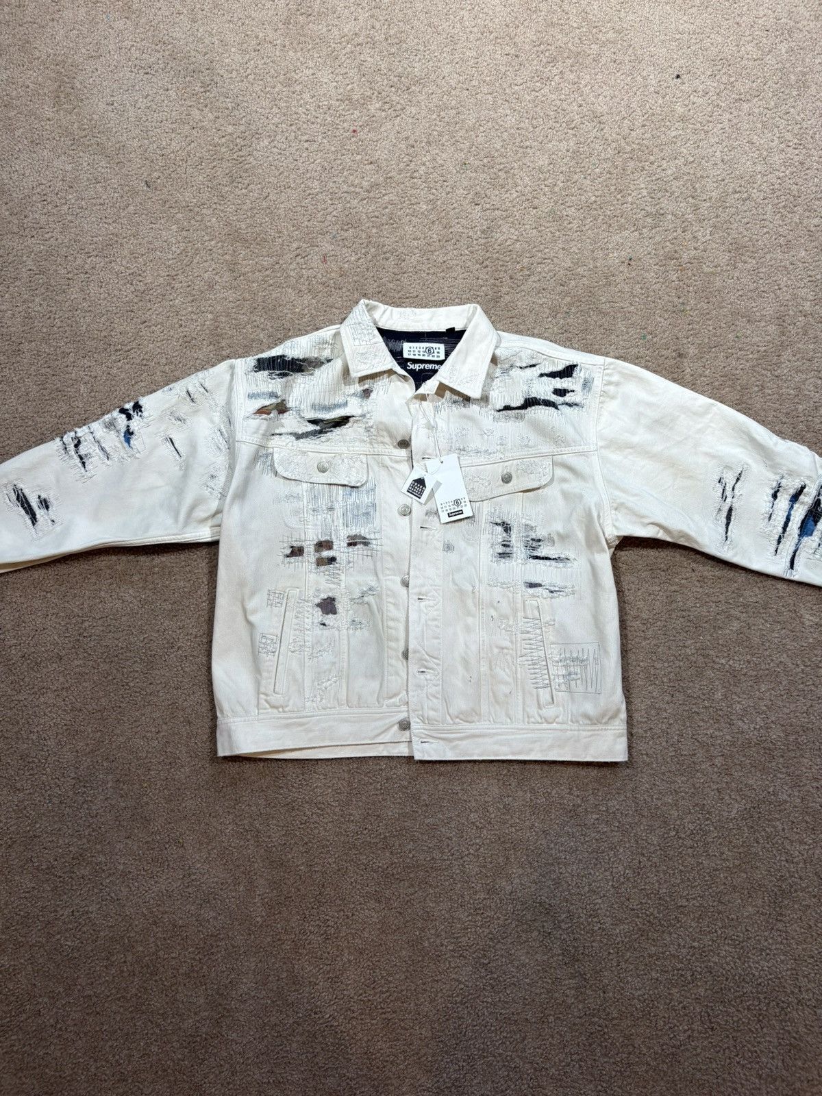 Maison Margiela × Supreme Supreme x Maison Margiela Selvedge Jacket (White) Size US L / EU 52-54 / 3 - 1 Thumbnail