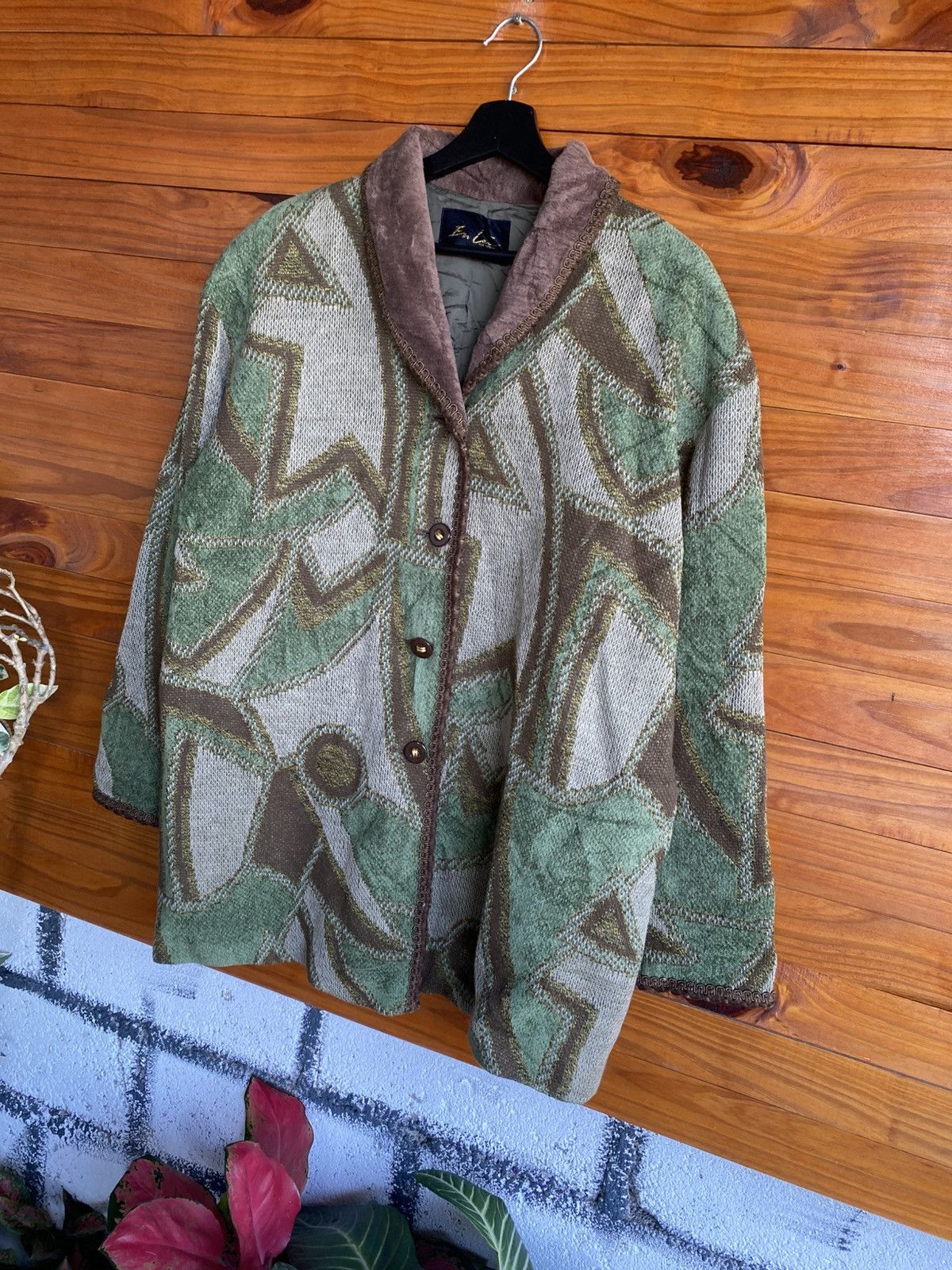 Japanese Brand Vintage En Lain “For High Style Abstract Pattern Wool Jacket Size L / US 10 / IT 46 - 6 Thumbnail