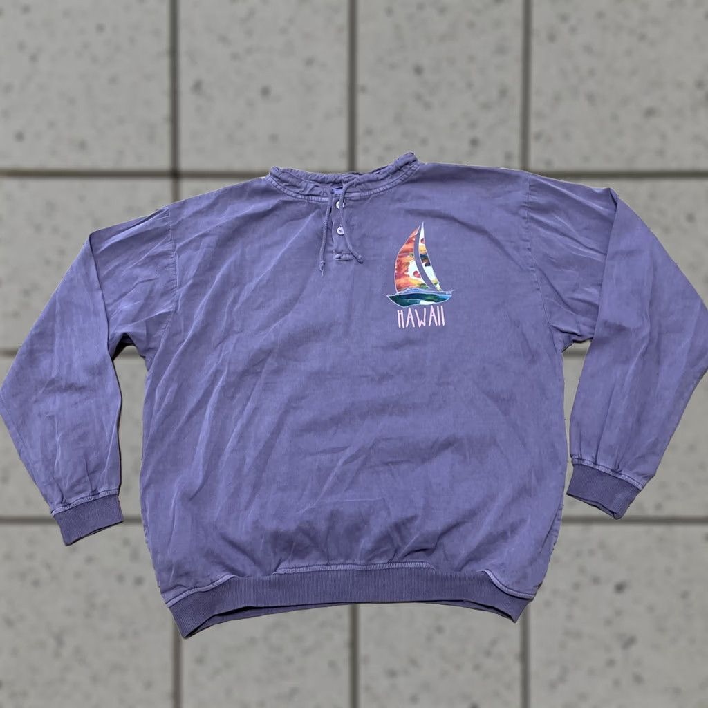 Vintage Crazy Shirts Hawaii Henley Sweater Men L Purple Lilac Rainbow Logo USA Stretch Shirt Size US L / EU 52-54 / 3 - 1 Thumbnail