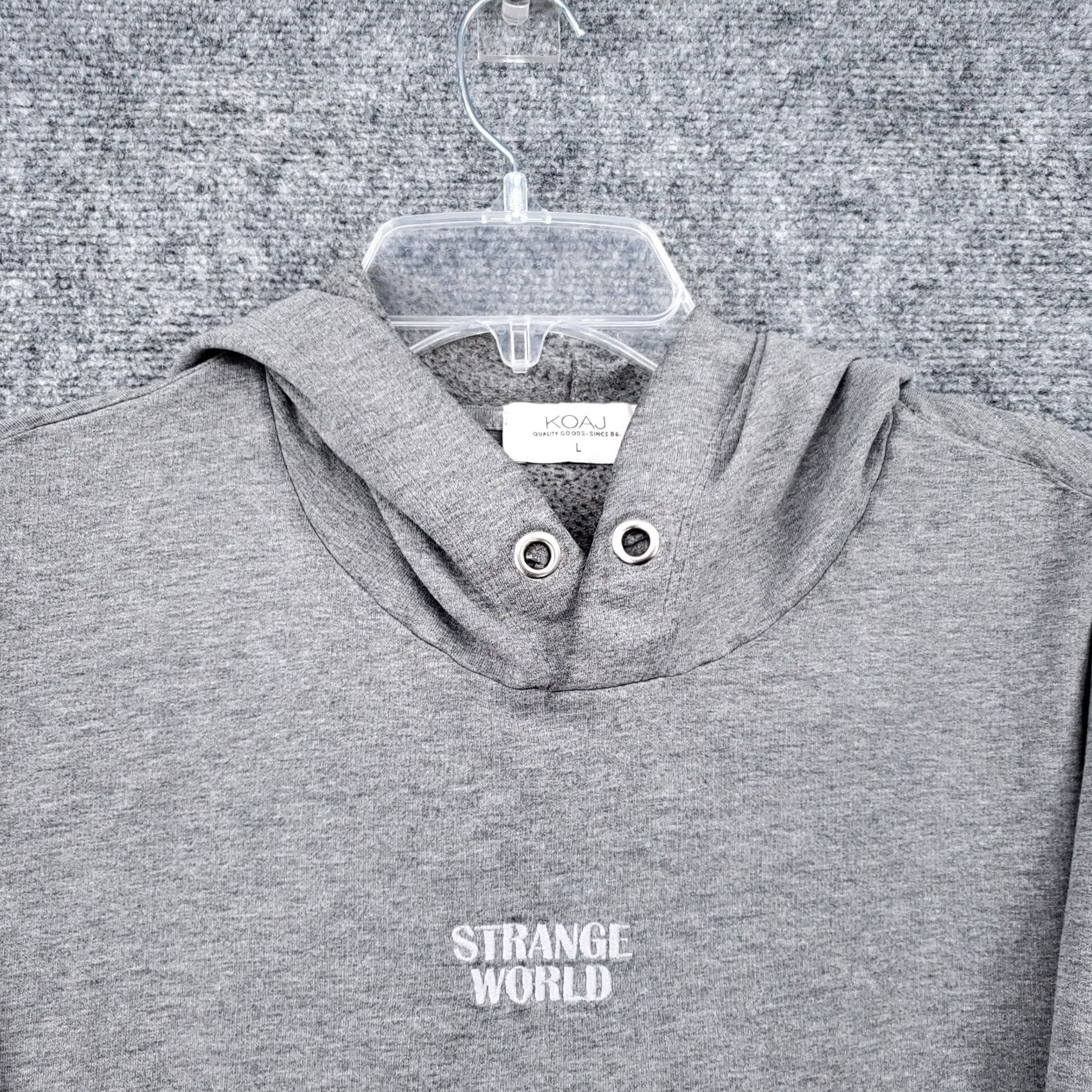 Vintage Koaj Hoodie Men L Gray Fleece Pullover Long Sleeve Knit Embroidered Hooded Pocket Regular Weight Sweatshirt Size US L / EU 52-54 / 3 - 3 Thumbnail