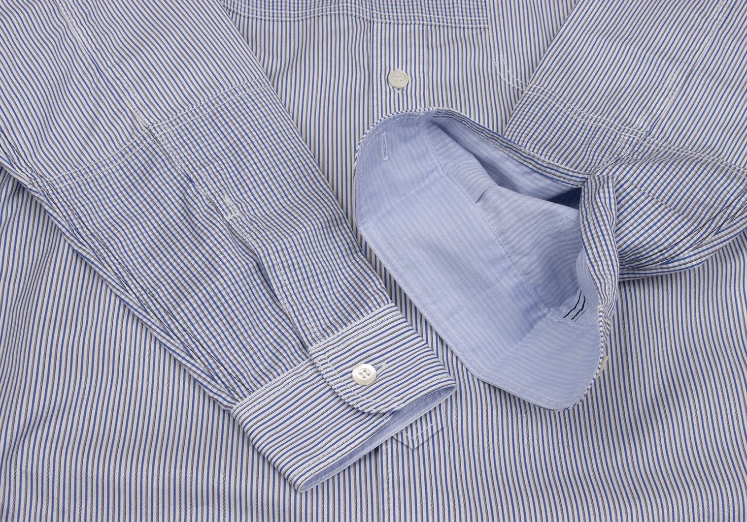 Junya Watanabe Button-Down Striped Shirt in Navy Blue and Others, XS Size US XS / EU 42 / 0 - 5 Thumbnail
