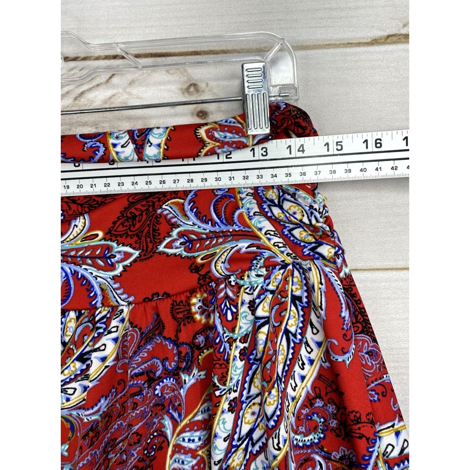 Apt. 9 Apt. 9 Skirt XL Red Paisley Midi Ruched Asymmetric Handkerchief Hem Y2K Retro - Womens Dress/Skirt Size 40" / US 18 - 3 Thumbnail