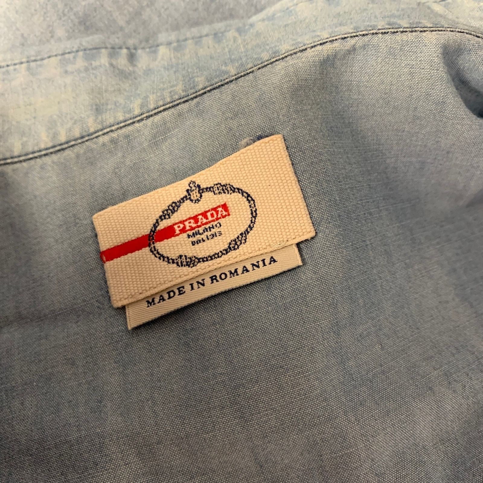 Prada PRADA Size S Blue Linen Blend Spread Collar Shirt Size S / US 4 / IT 40 - 4 Thumbnail
