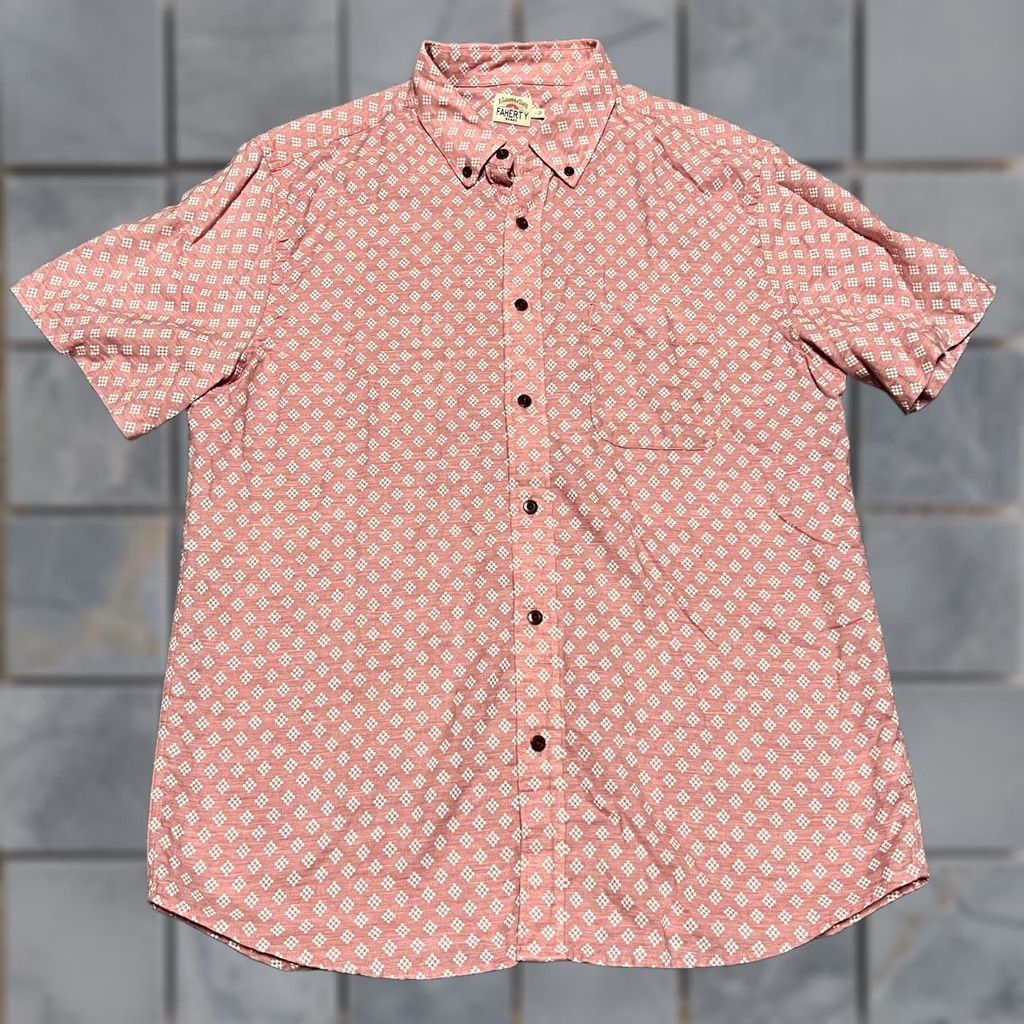 Faherty Faherty Playa Shirt Large Pink Stretch Organic Cotton Button Short Sleeve Mens Size US L / EU 52-54 / 3 - 1 Thumbnail