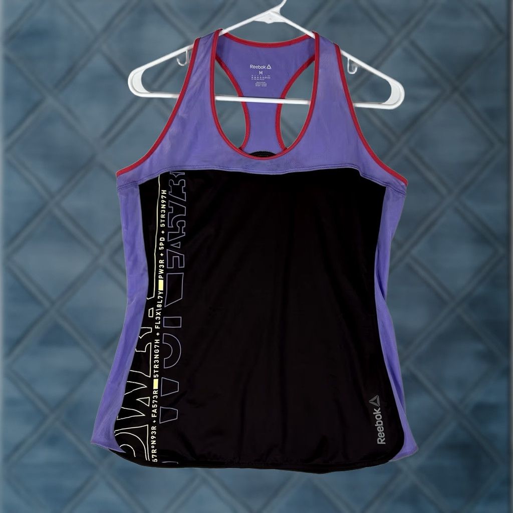 Reebok Reebok Play Dry Tank Top Womens M Purple Sleeveless Racerback Athletic Activewear Shirt) Size M / US 6-8 / IT 42-44 - 1 Thumbnail